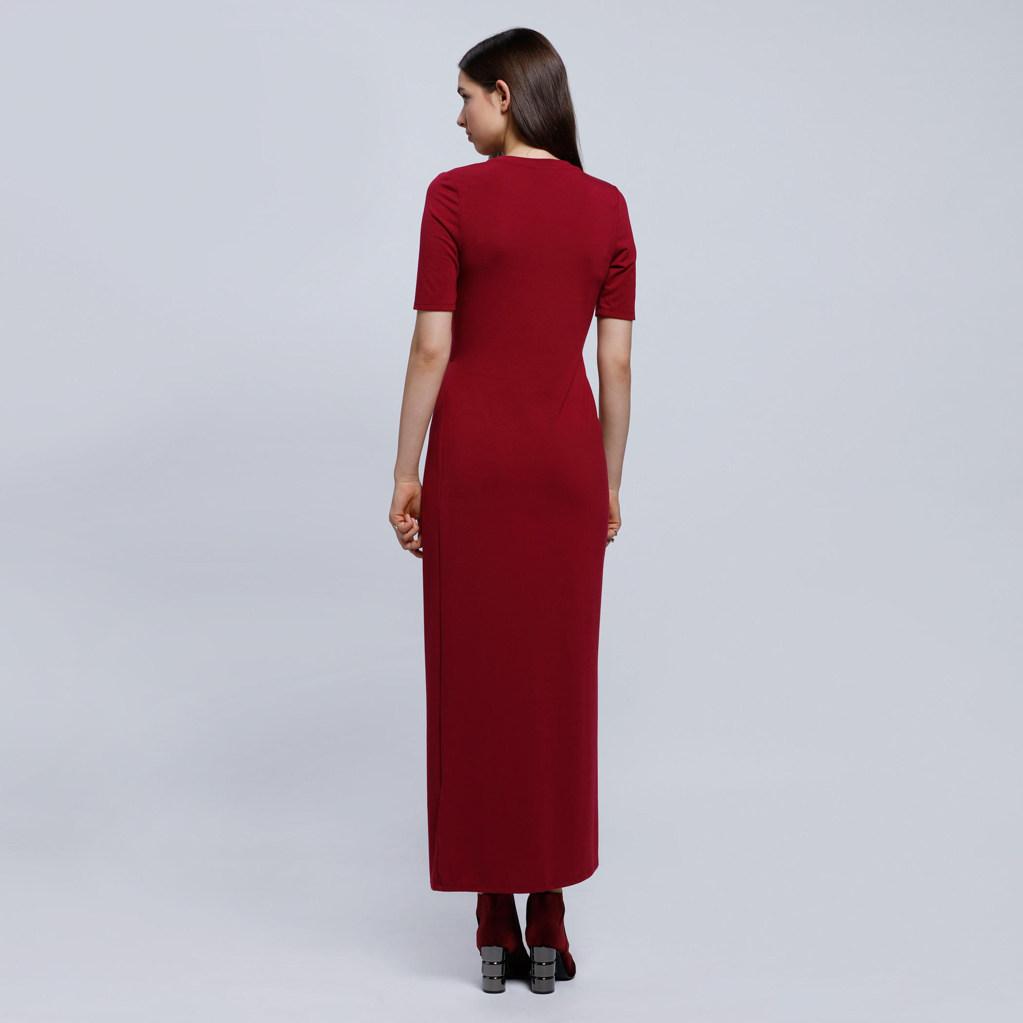 Wrap Front Maxi Dress with Round Neck and Short Sleeves-women-clothing-dresses-image-2