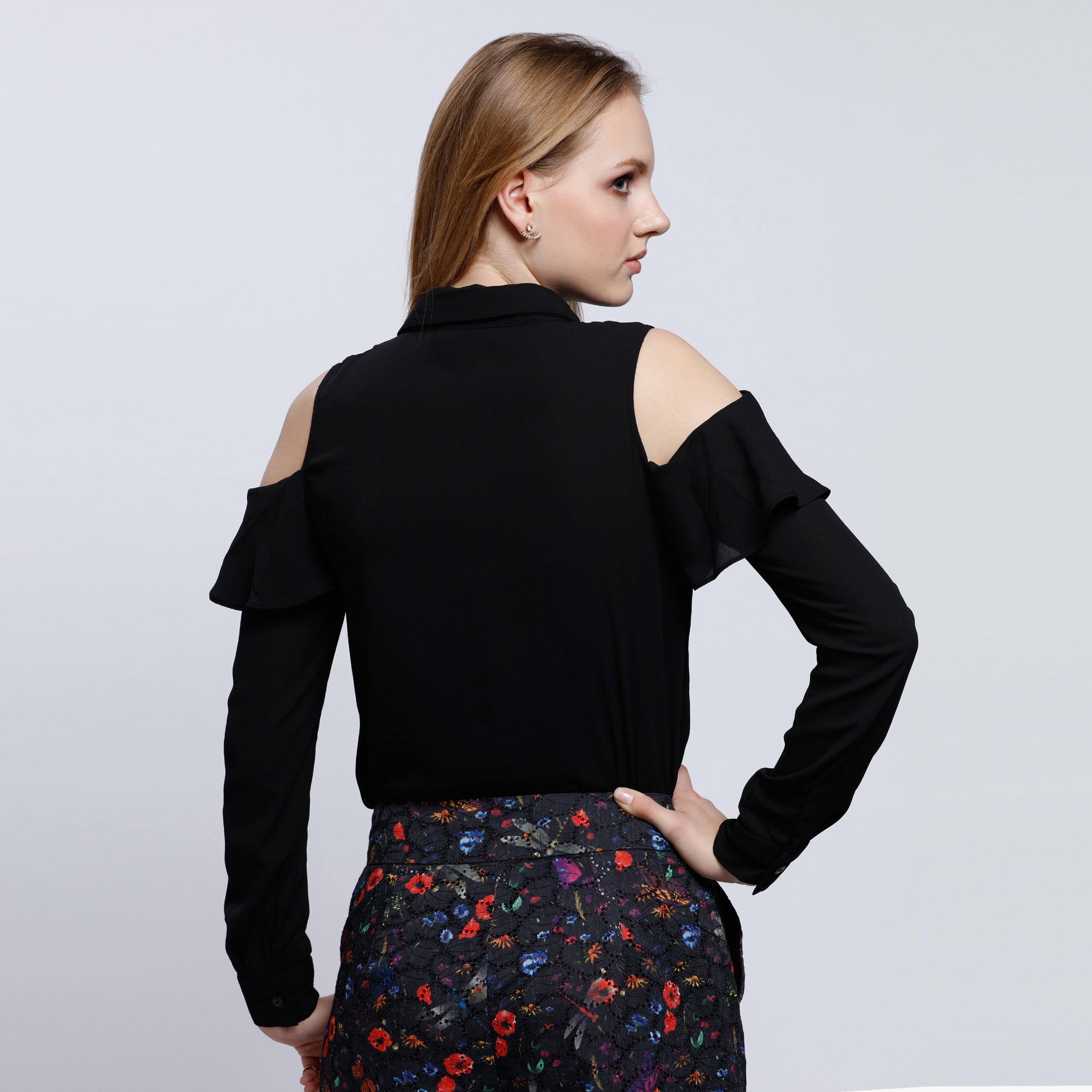 Cold Shoulder Shirt with Button Placket-women-clothing-shirtsandblouses-blouses-image-7