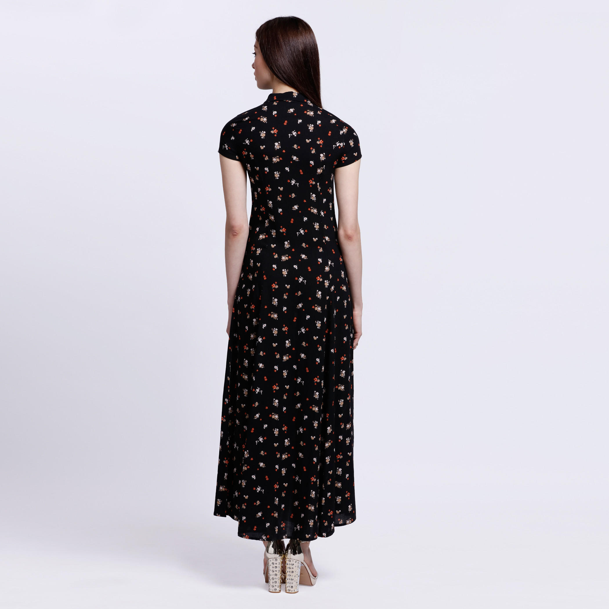 Floral Print Dress with Short Sleeves and Spread Collar-women-clothing-dresses-image-2