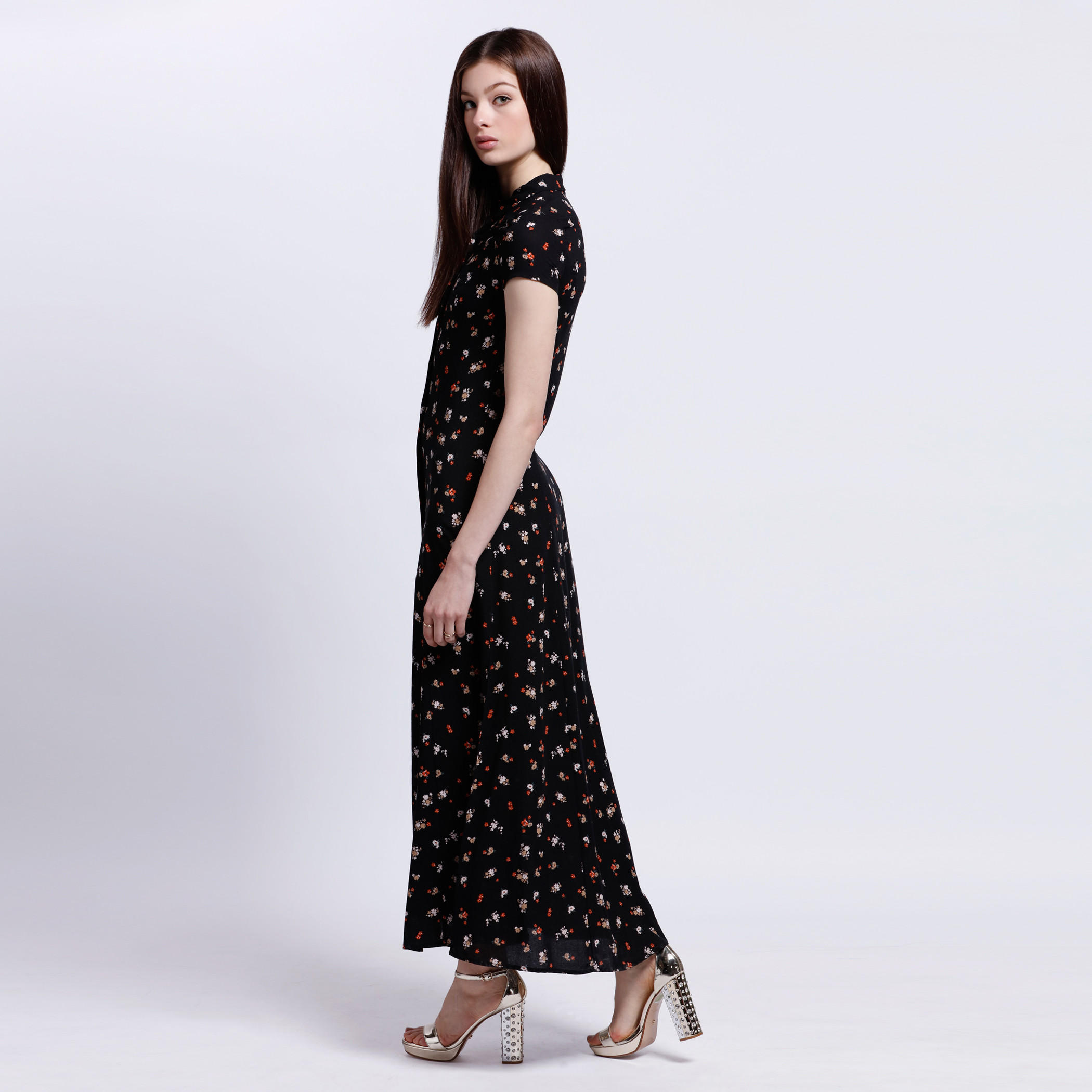 Floral Print Dress with Short Sleeves and Spread Collar-women-clothing-dresses-image-3