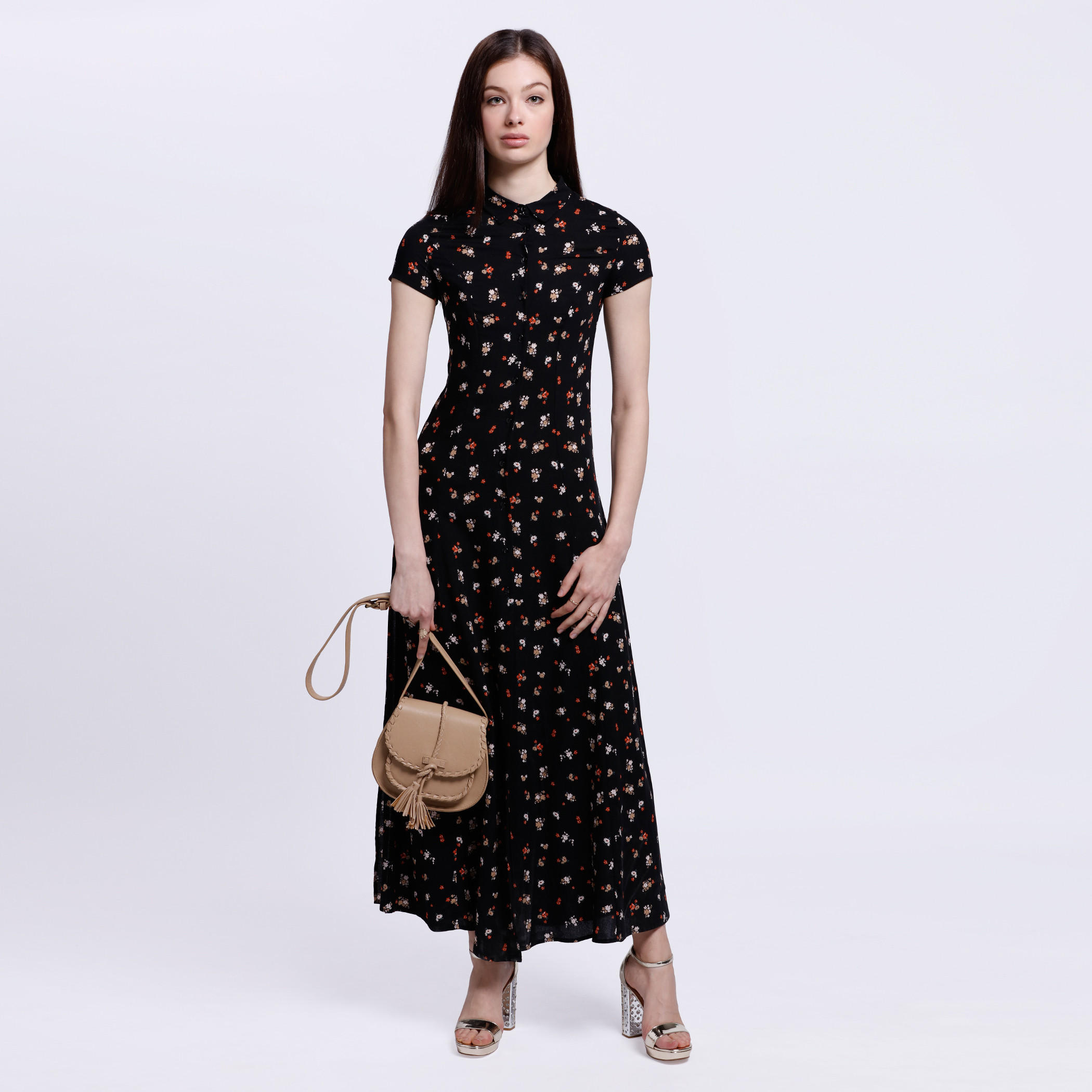 Floral Print Dress with Short Sleeves and Spread Collar-women-clothing-dresses-image-5
