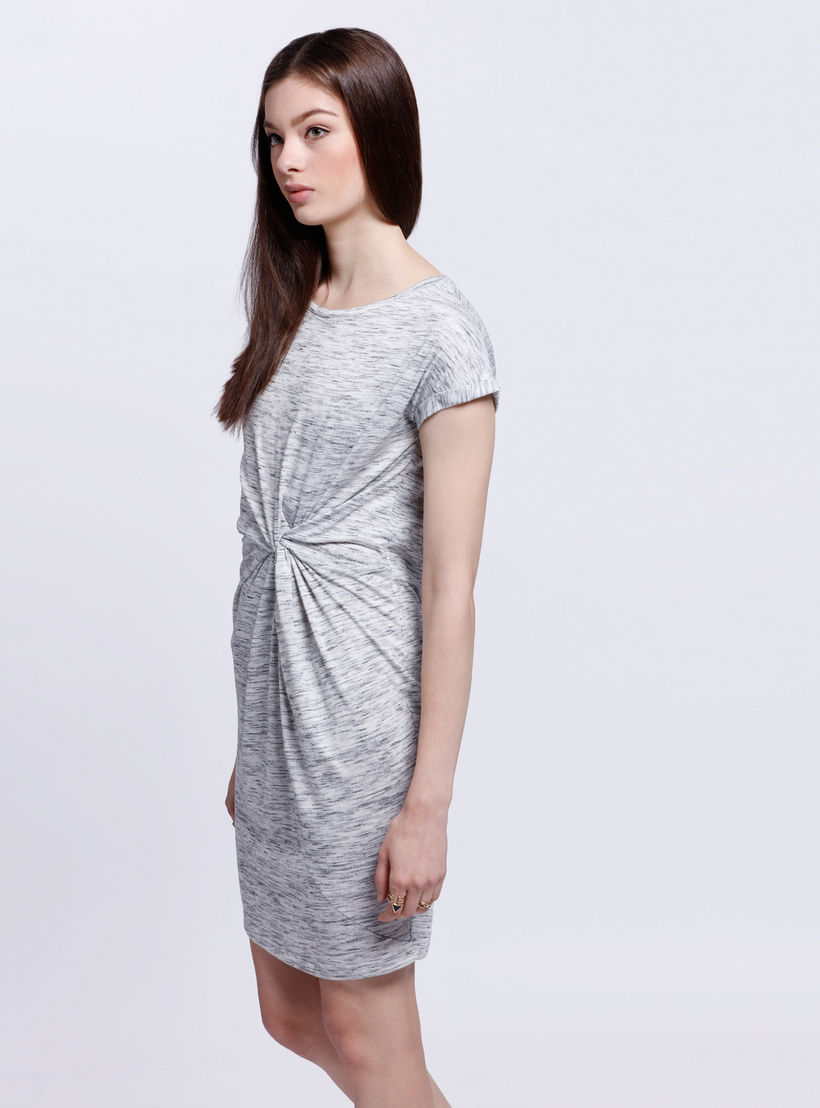 Melange Twist-front Dress with Short Sleeves-women-clothing-dresses-image-3