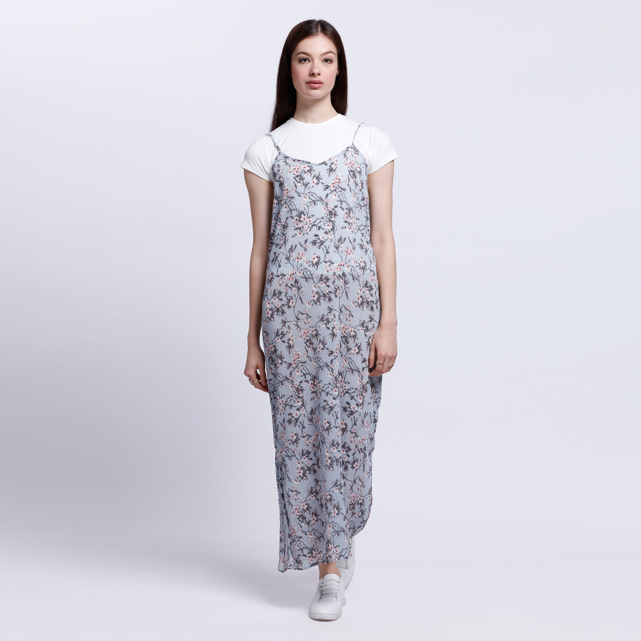 Floral Print Dress with String Pattern-women-clothing-dresses-image-1