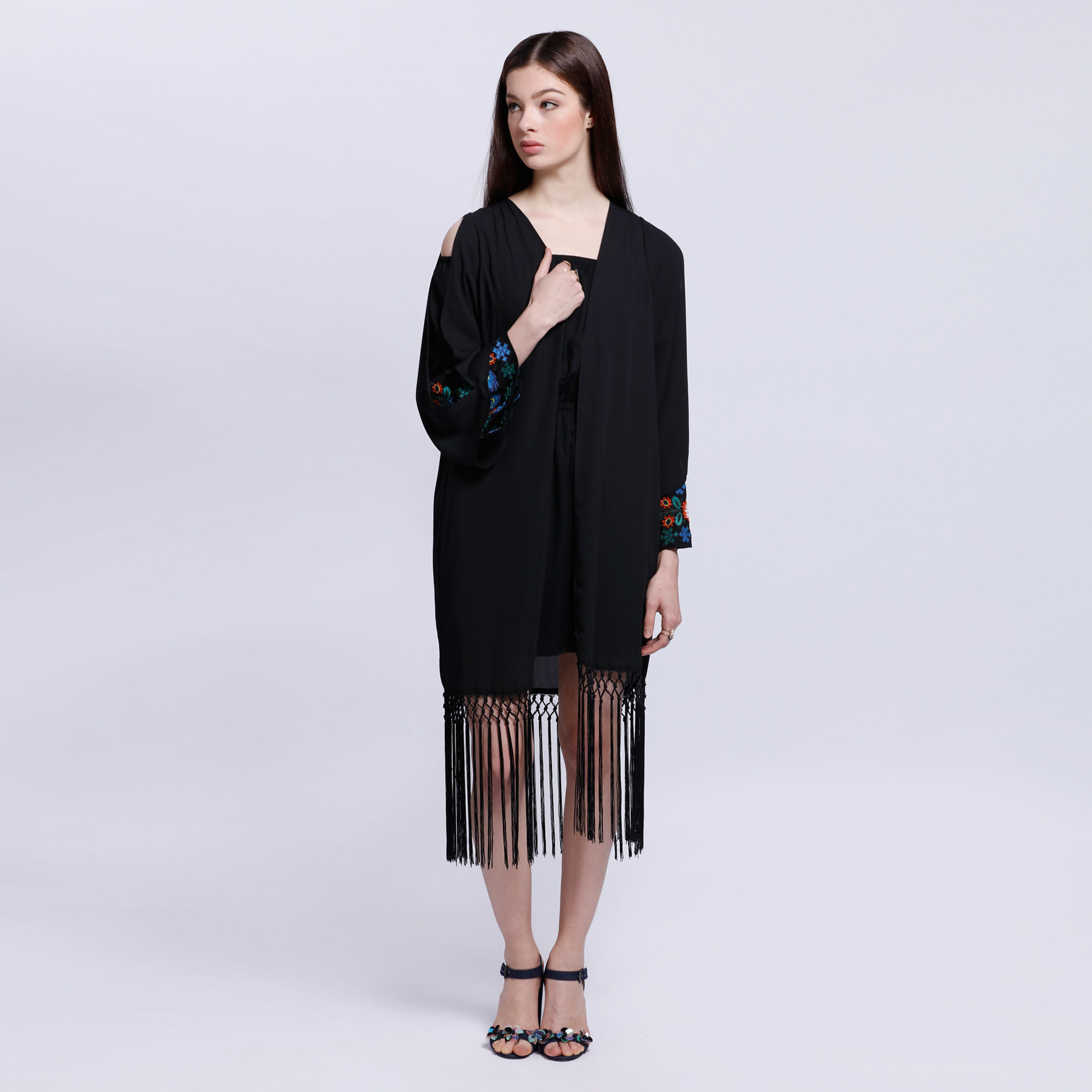 Tassel Dress with Embroidery and V-Neck-women-clothing-shirtsandblouses-blouses-image-1