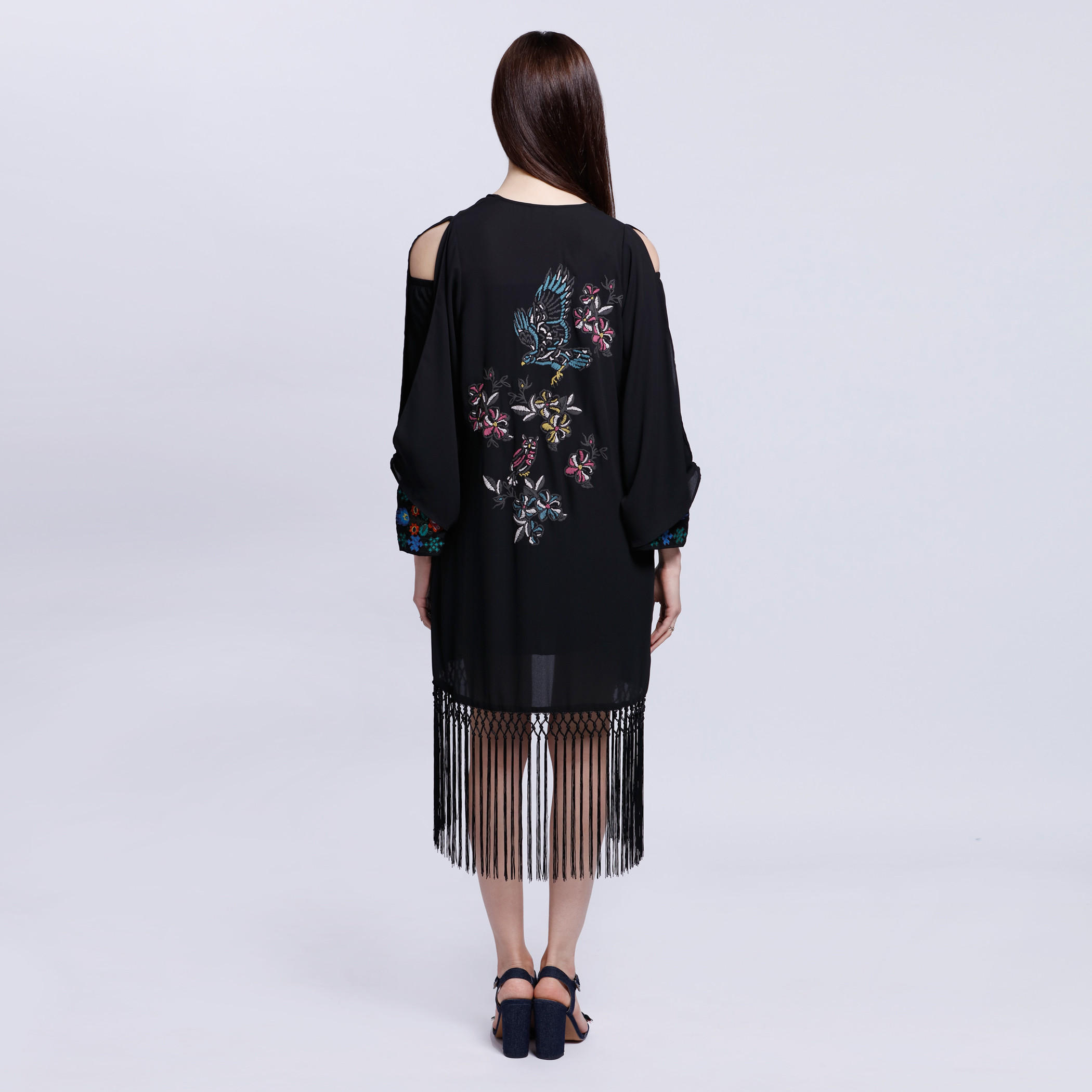 Tassel Dress with Embroidery and V-Neck-women-clothing-shirtsandblouses-blouses-image-2