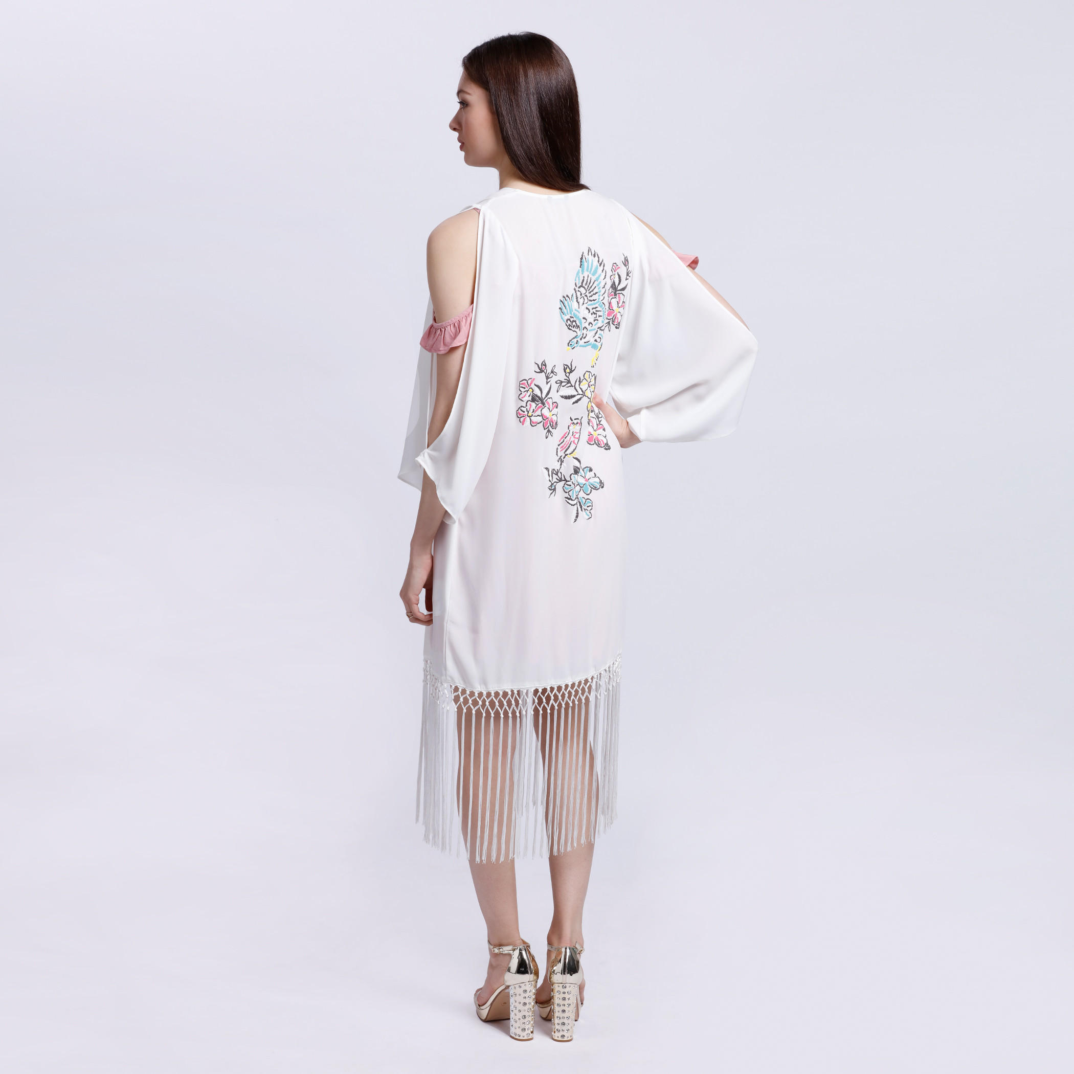 Cold Shoulder Shrug with Tassel Hem-women-clothing-shirtsandblouses-blouses-image-2