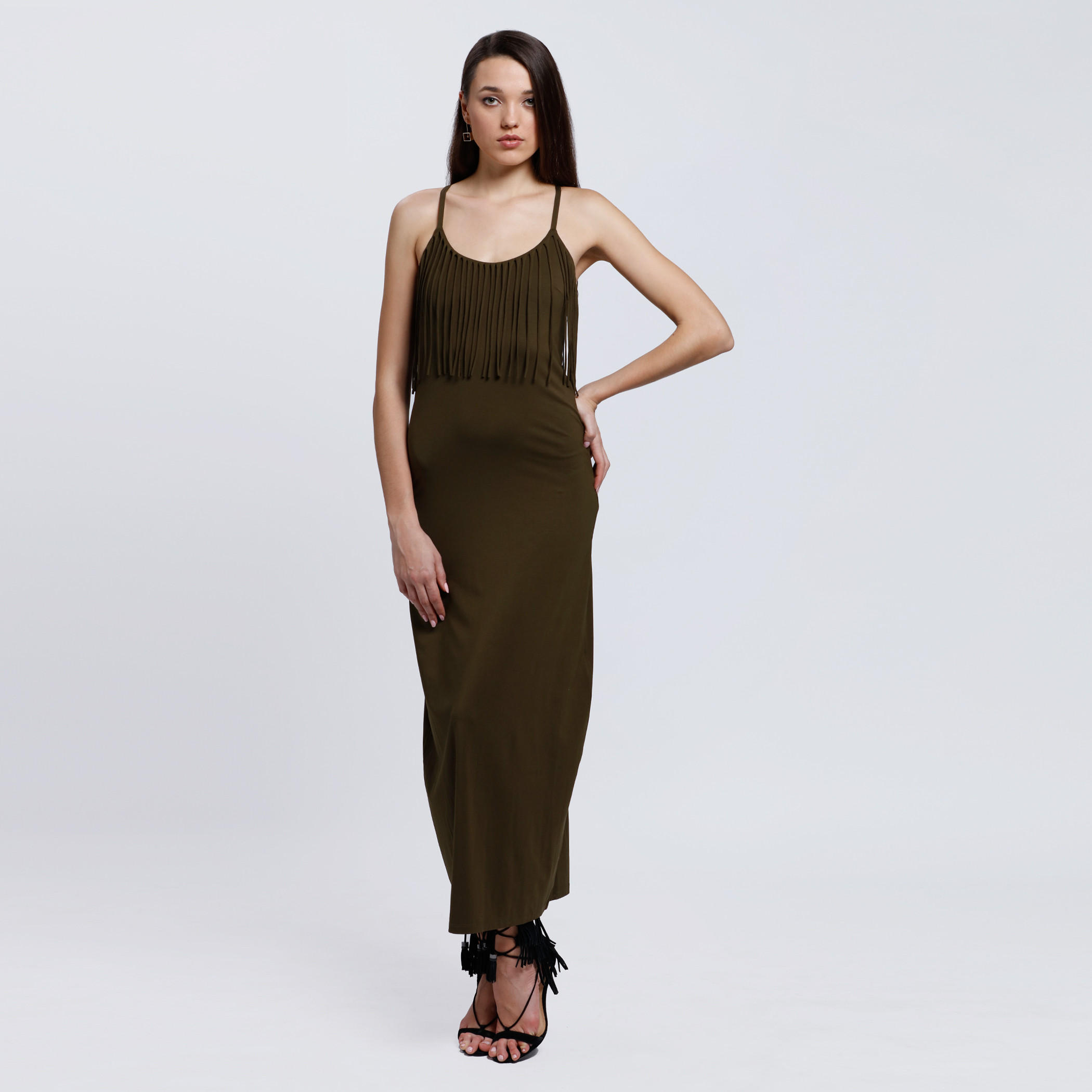 Maxi Dress with Spaghetti Straps and Tassels-women-clothing-dresses-image-1