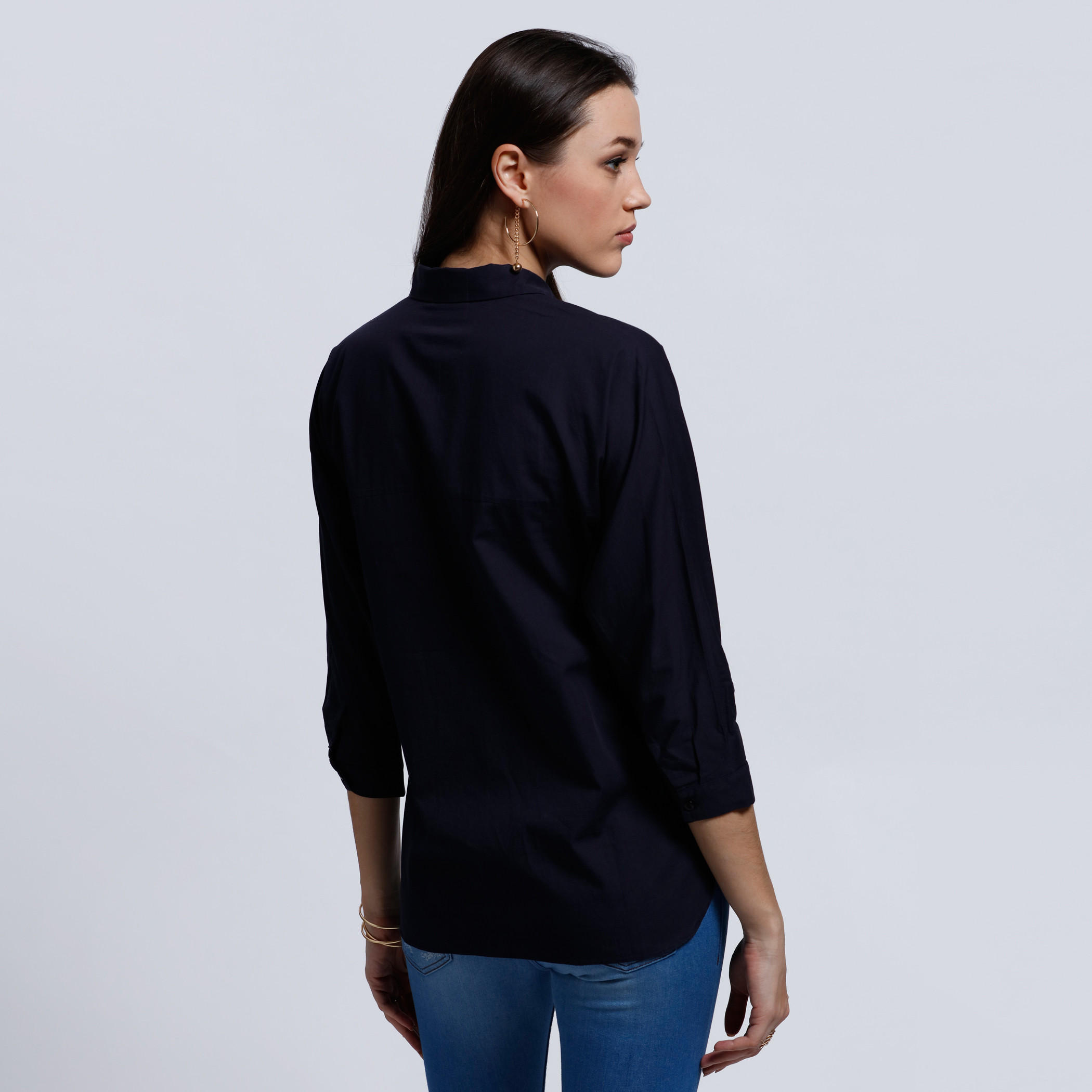 Embroidered Shirt with Complete Placket and 3/4 Sleeves -women-clothing-shirtsandblouses-blouses-image-2