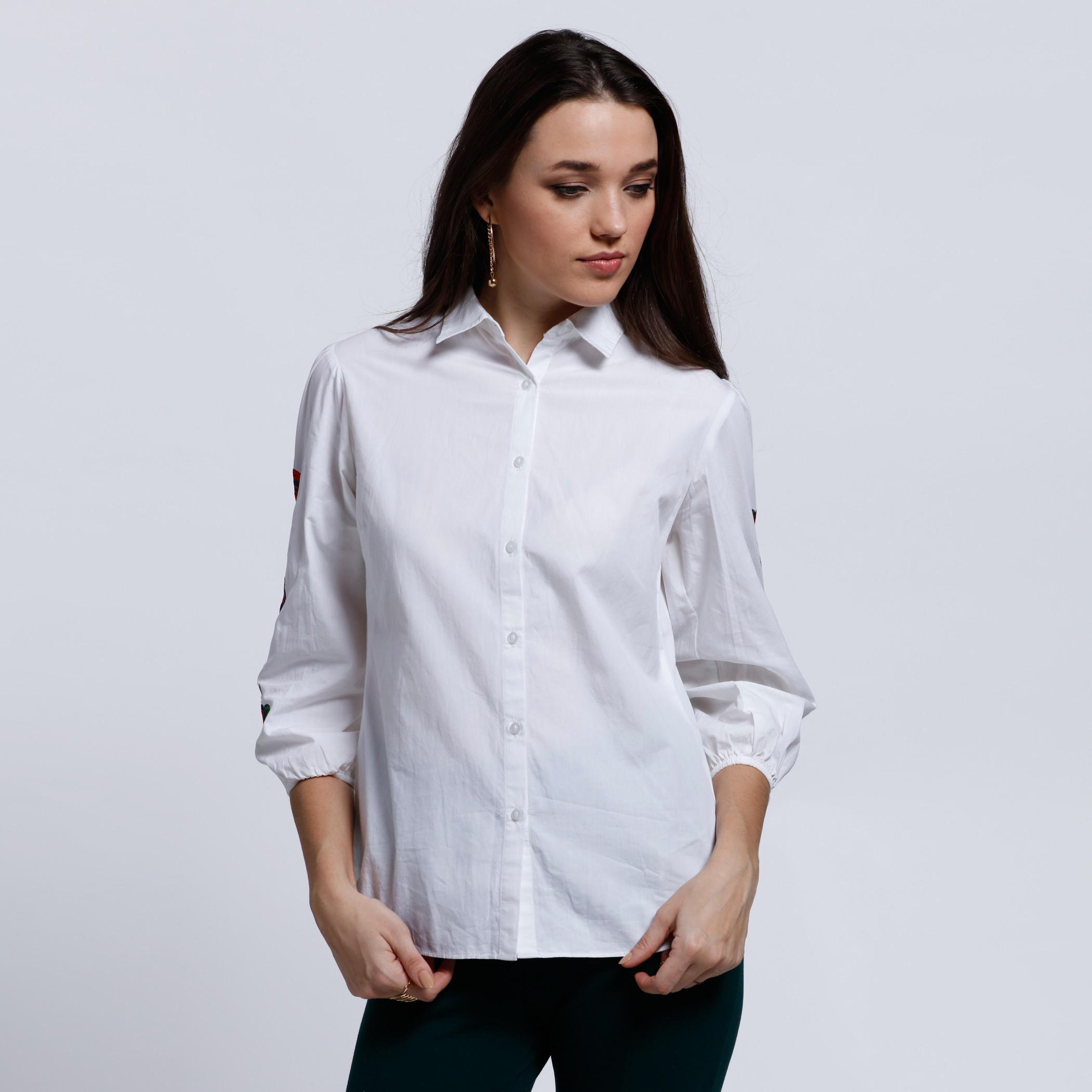Embroidered Shirt with Complete Placket and 3/4 Sleeves-women-clothing-shirtsandblouses-blouses-image-6