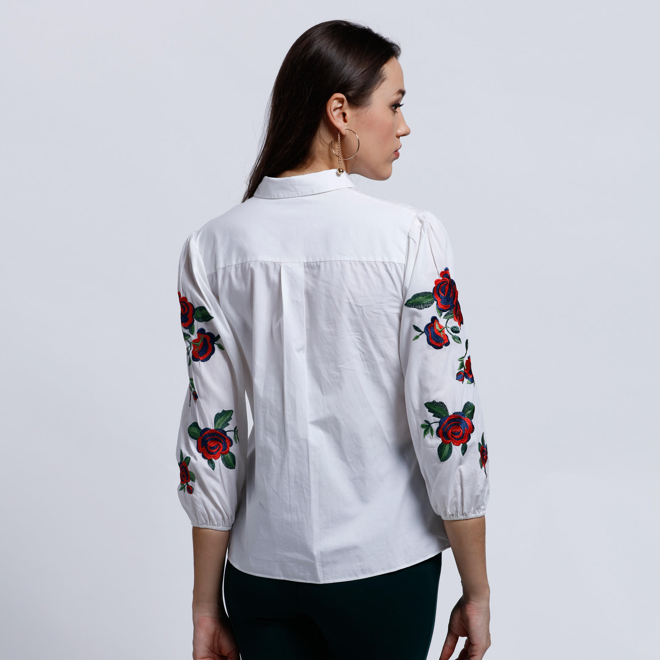 Embroidered Shirt with Complete Placket and 3/4 Sleeves-women-clothing-shirtsandblouses-blouses-image-7