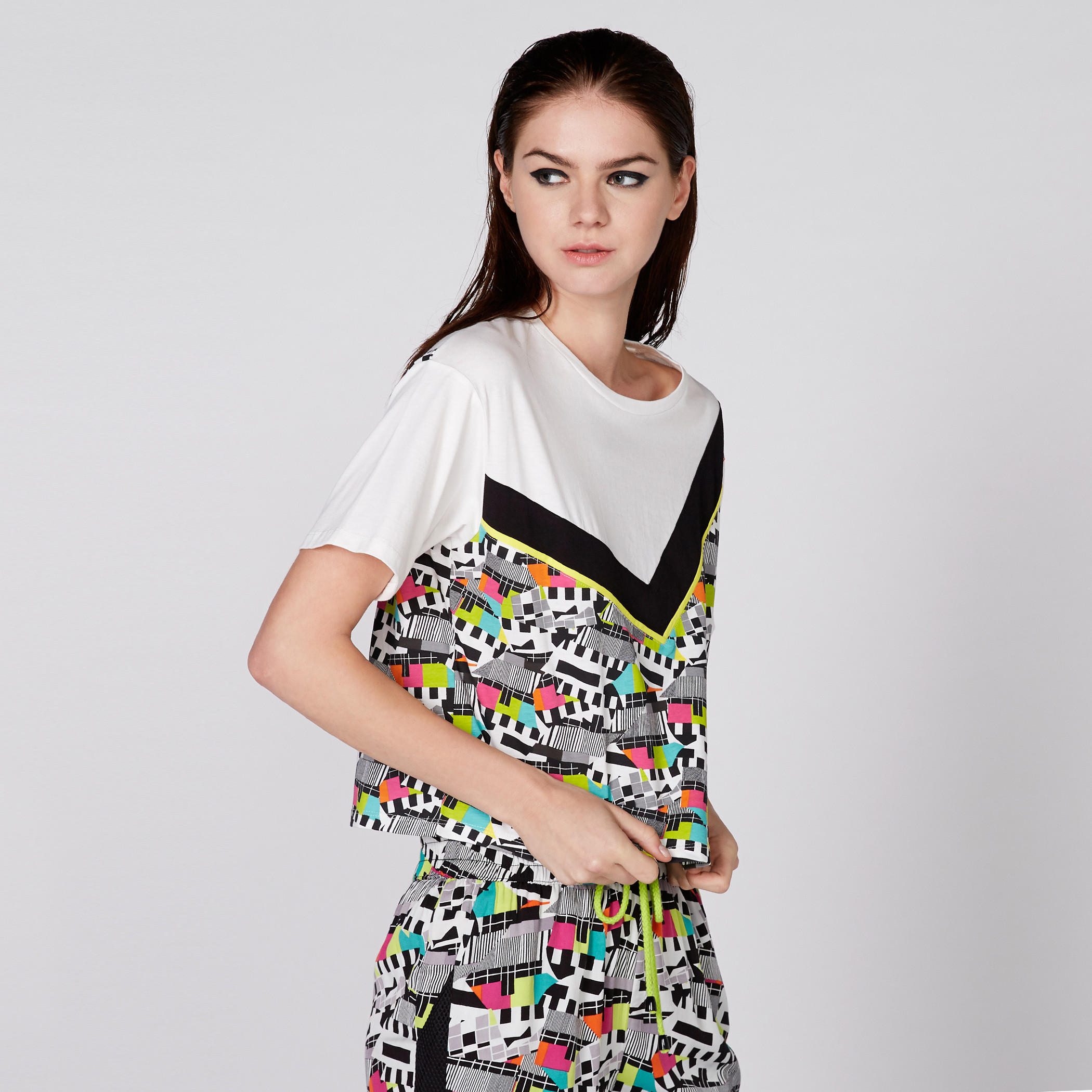 Printed Top with Round Neck and Short Sleeves-women-clothing-shirtsandblouses-blouses-image-2