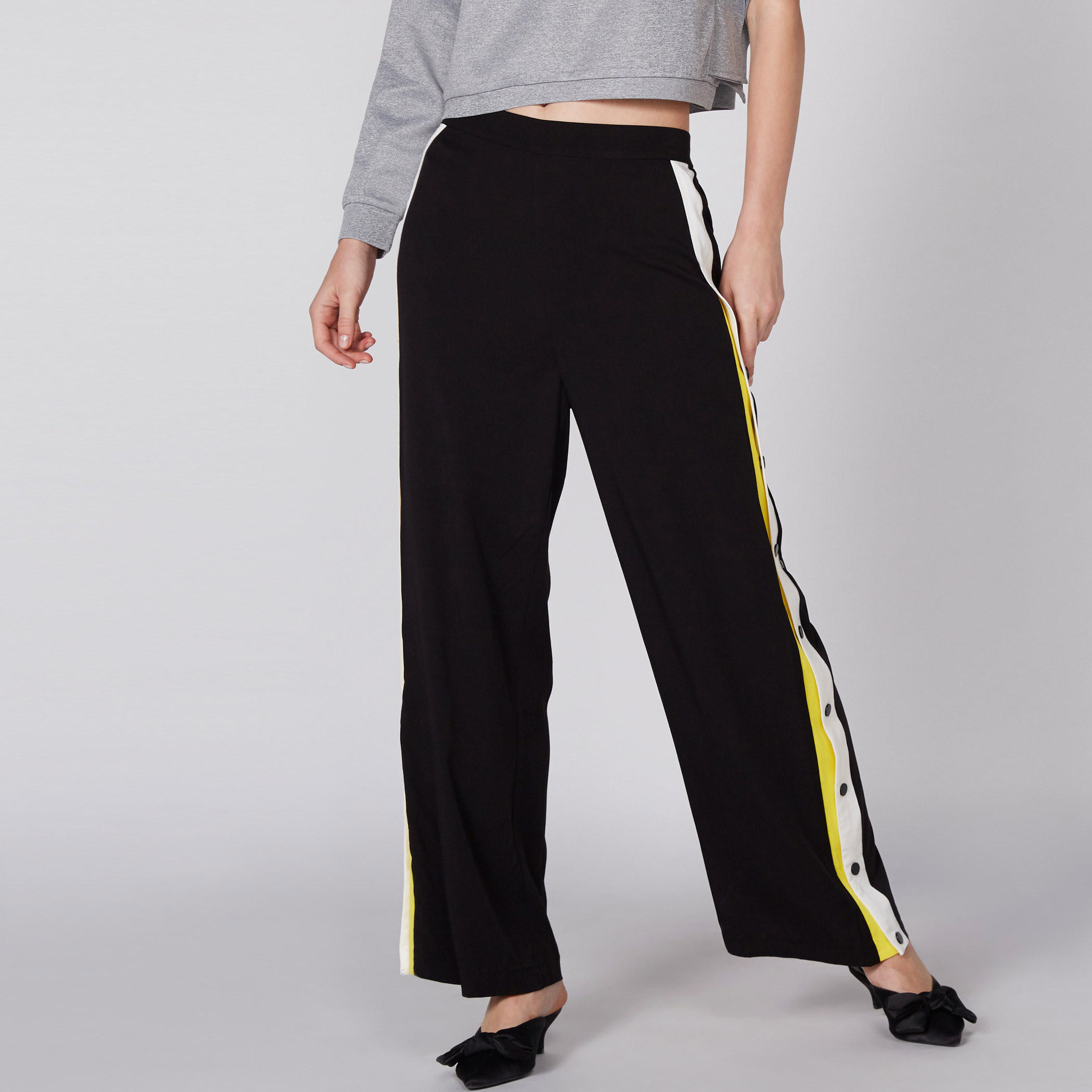 بنطال رياضي طويل بخصر مطّاطي بجانب مغاير-women-clothing-bottoms-trousers-image-1