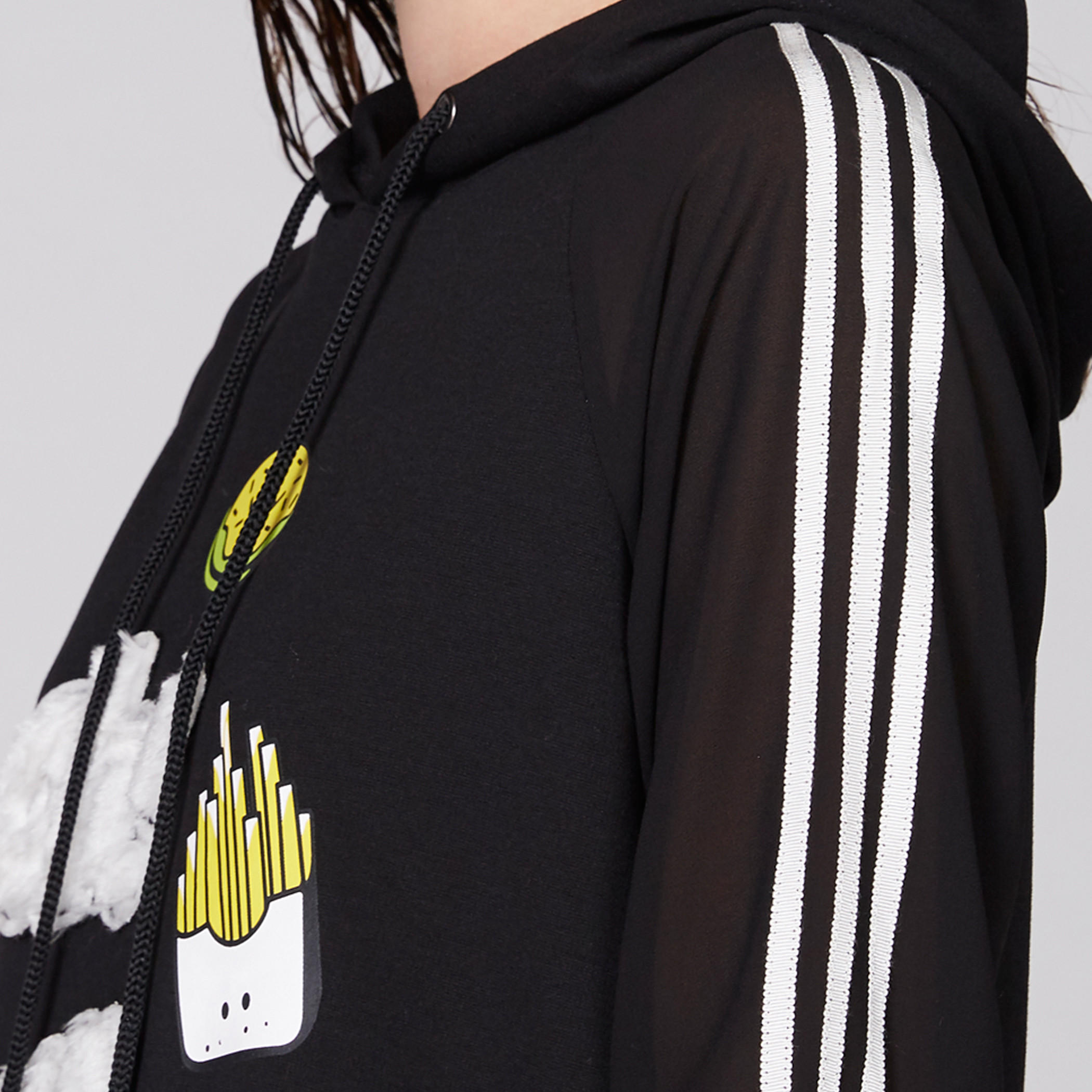 Applique Detail Dress with Raglan Sleeves and Hood-women-clothing-dresses-image-2