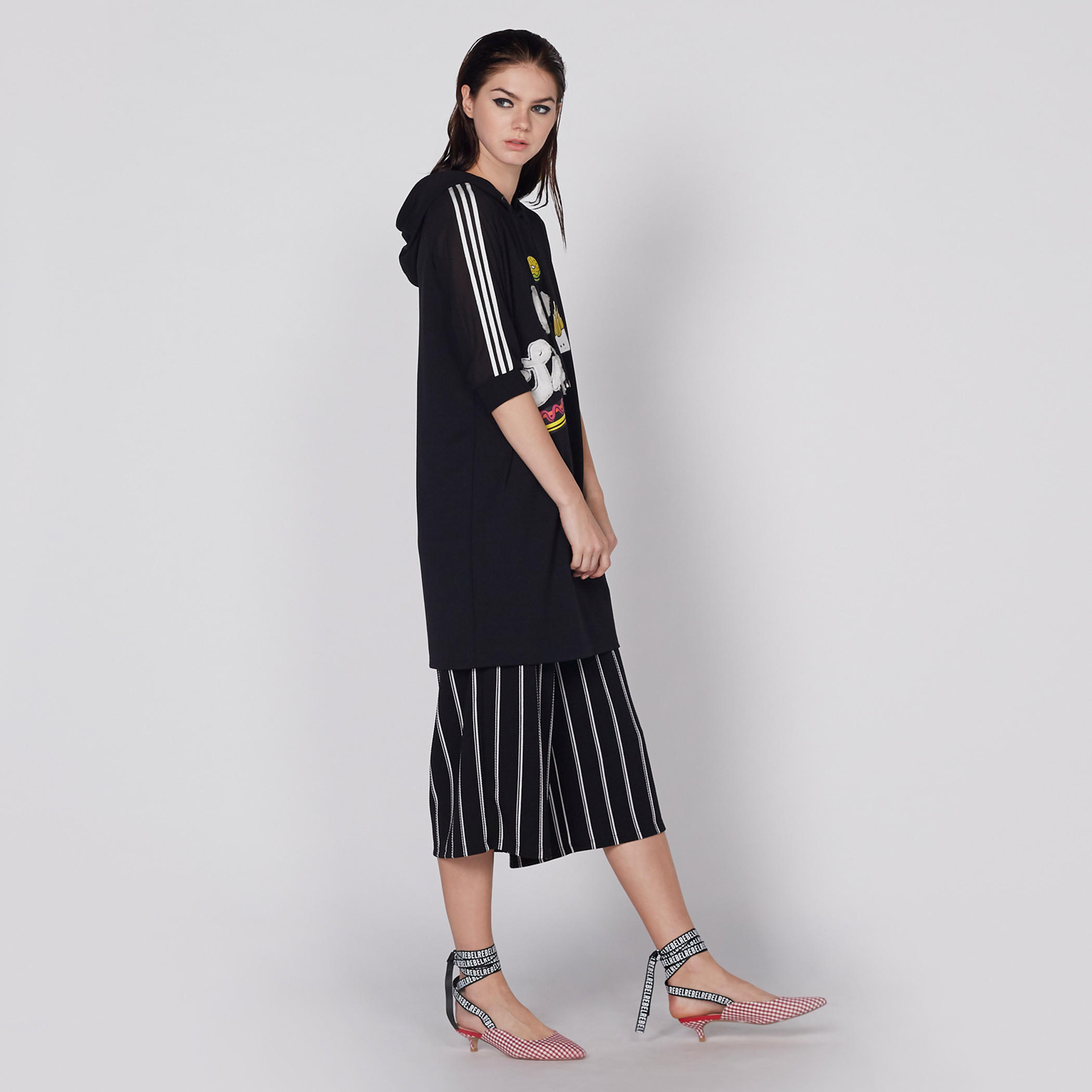 Applique Detail Dress with Raglan Sleeves and Hood-women-clothing-dresses-image-3