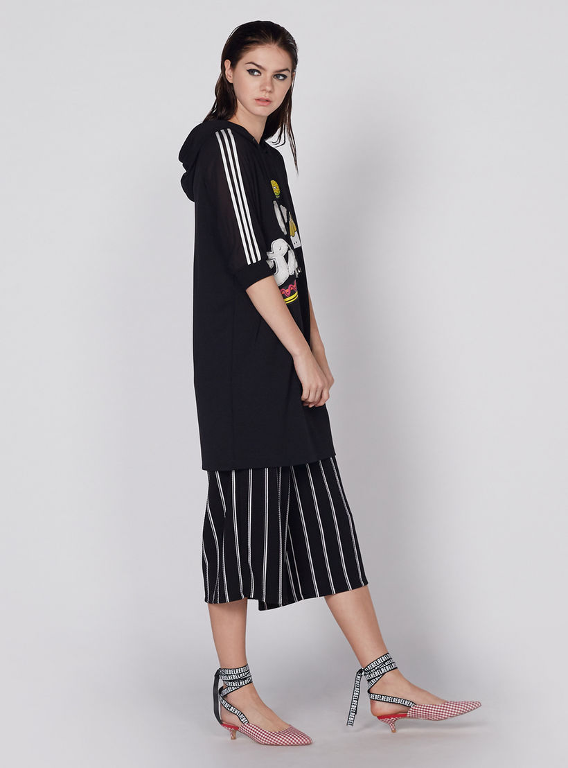 Applique Detail Dress with Raglan Sleeves and Hood-women-clothing-dresses-image-3