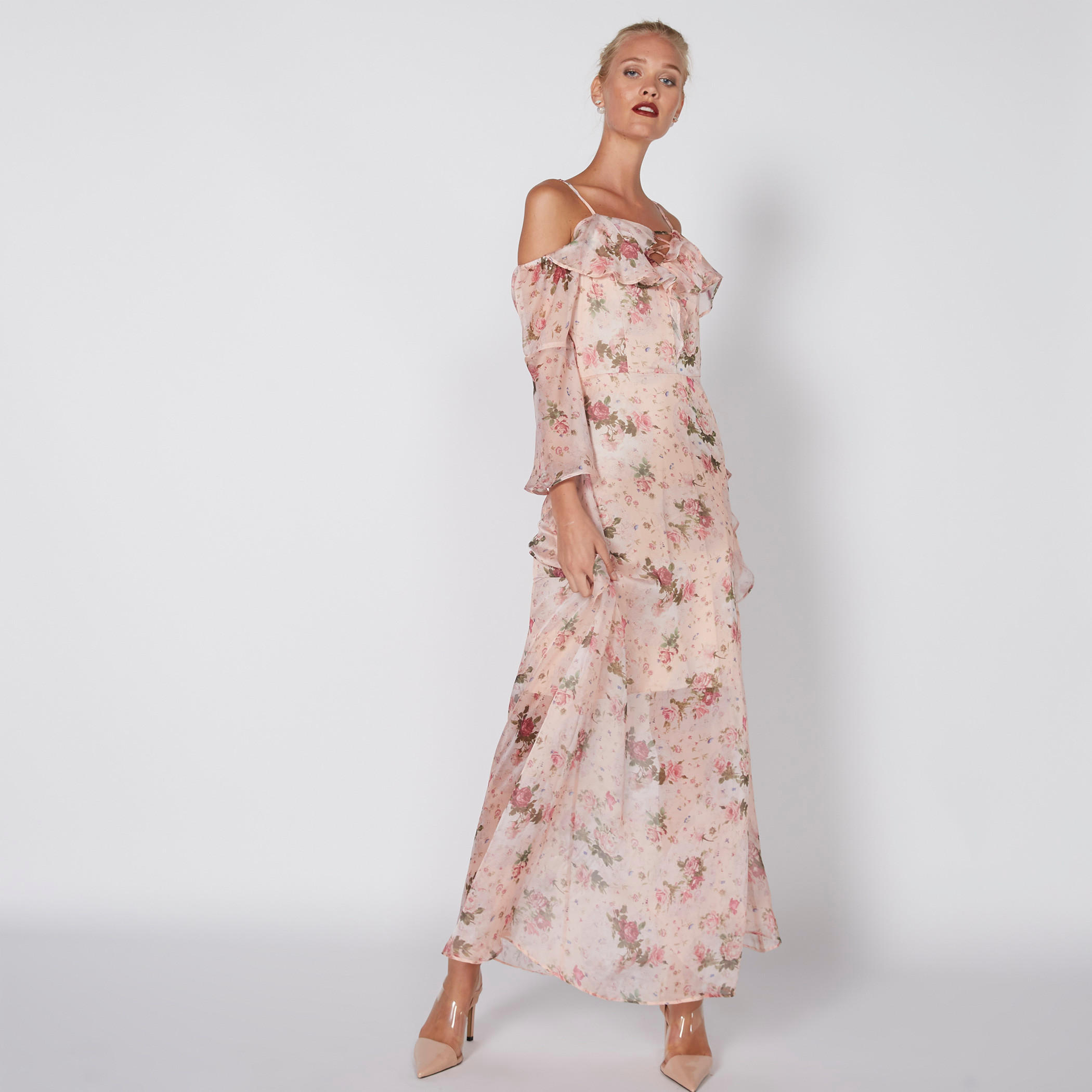 فستان طويل بأكمام طويلة وتفاصيل كشكش وطبعات-women-clothing-dresses-image-1
