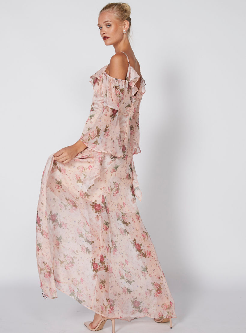 فستان طويل بأكمام طويلة وتفاصيل كشكش وطبعات-women-clothing-dresses-image-4