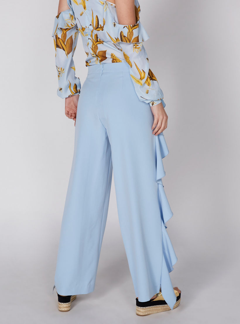 بنطال طويل بخصر مطّاطي وتفاصيل كشكش-women-clothing-bottoms-trousers-image-4
