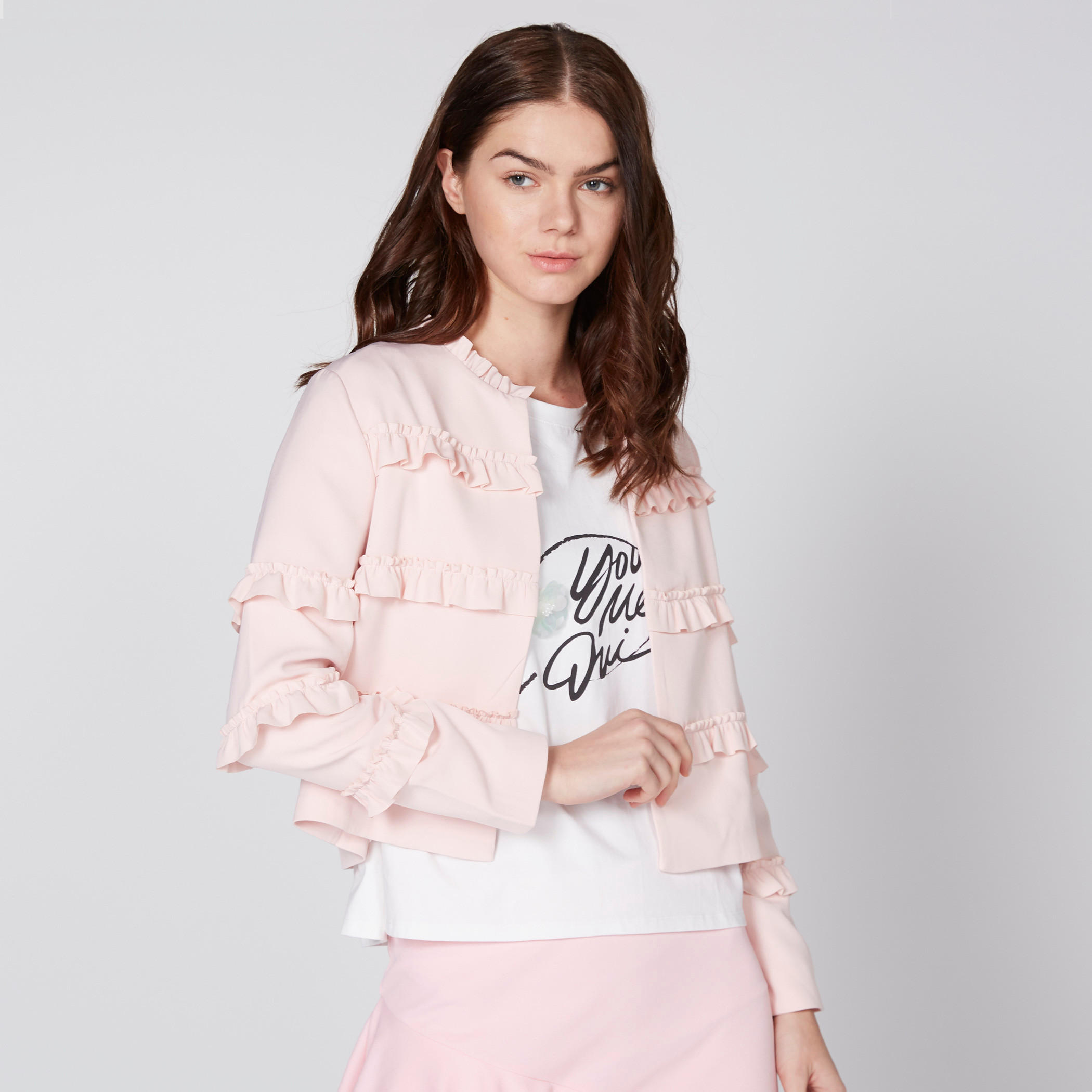 Open Front Jacket with Long Sleeves and Ruffle Detail-women-winterwear-coatsandjackets-jackets-image-2
