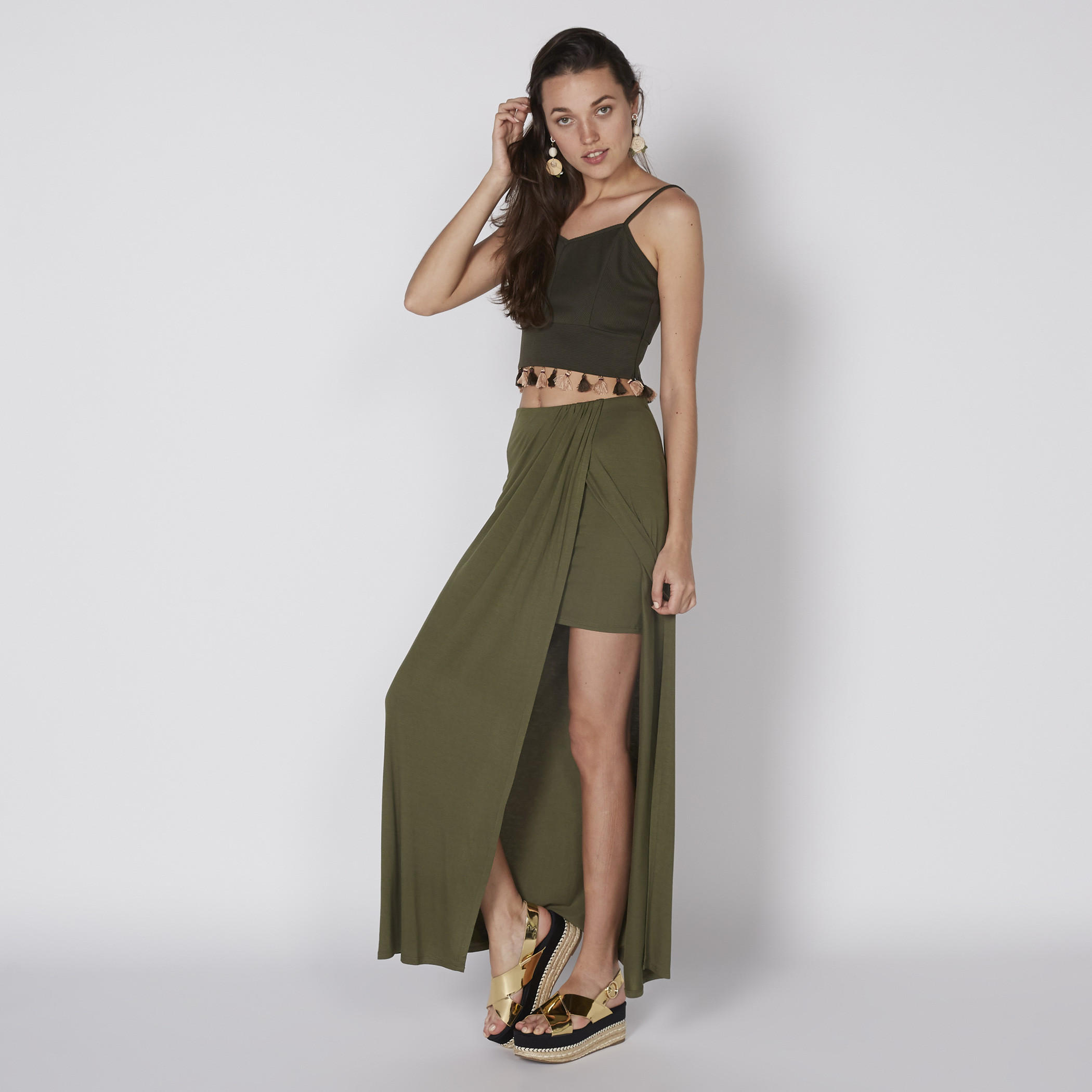 Wrap Maxi Skirt with Elasticised Waistband-women-clothing-bottoms-skirts-image-1