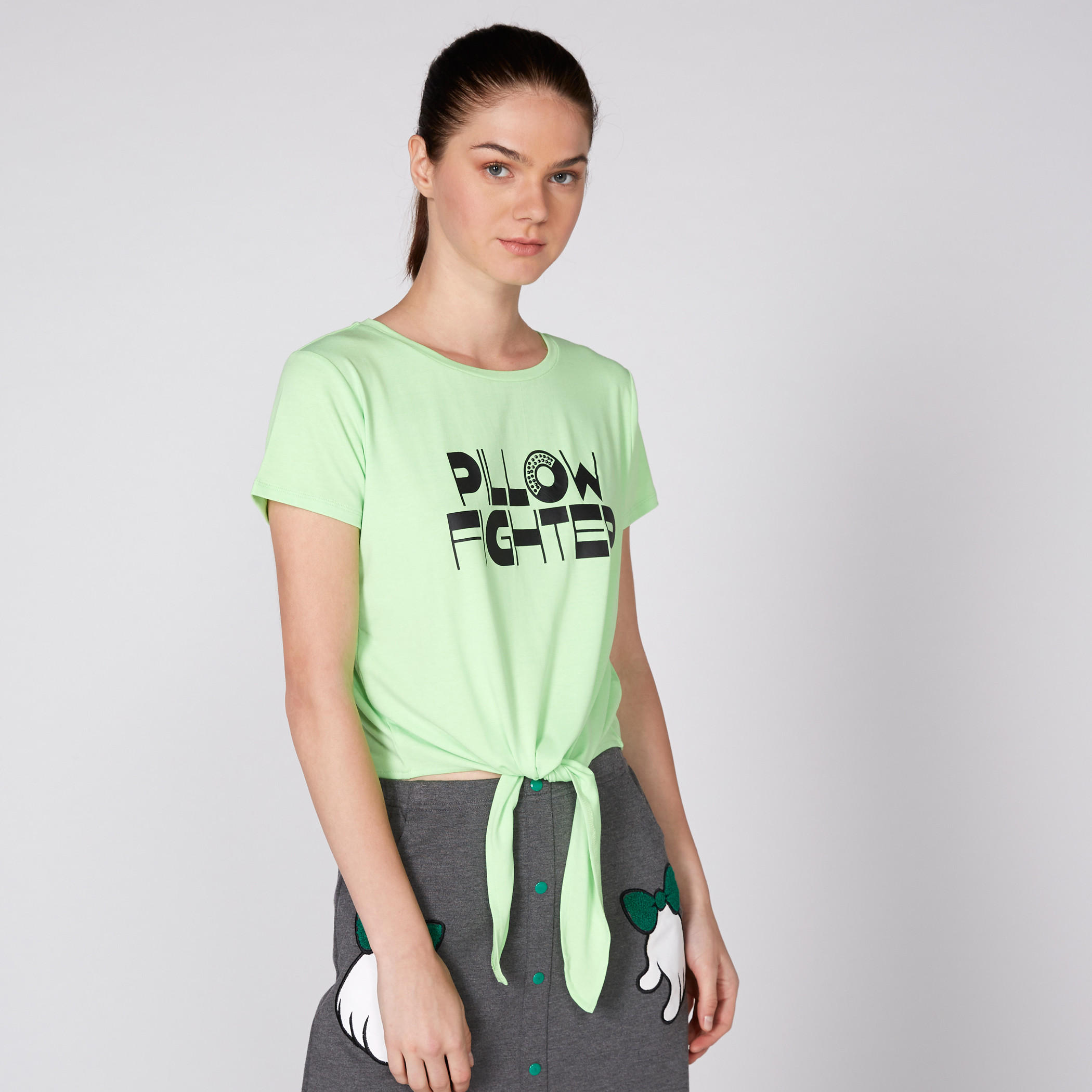 Printed T-Shirt with Round Neck and Short Sleeves-women-clothing-tshirts-image-1