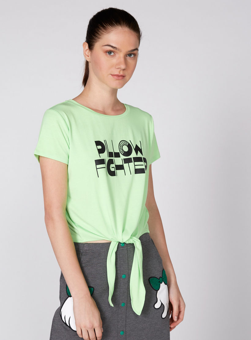 Printed T-Shirt with Round Neck and Short Sleeves-women-clothing-tshirts-image-1