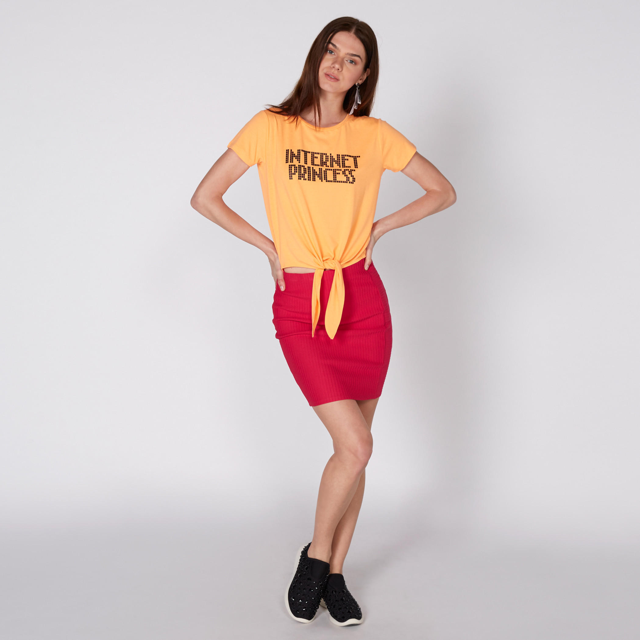 Printed T-Shirt with Round Neck and Short Sleeves-women-clothing-tshirts-image-2