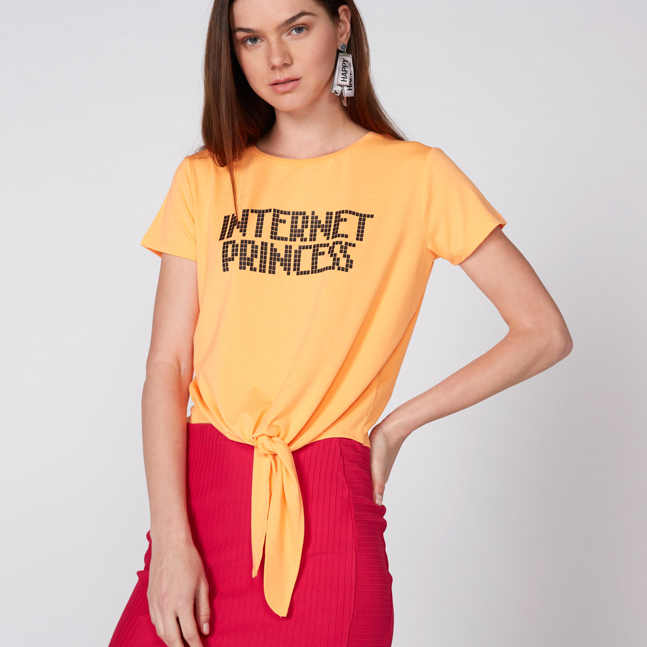 Printed T-Shirt with Round Neck and Short Sleeves-women-clothing-tshirts-image-3