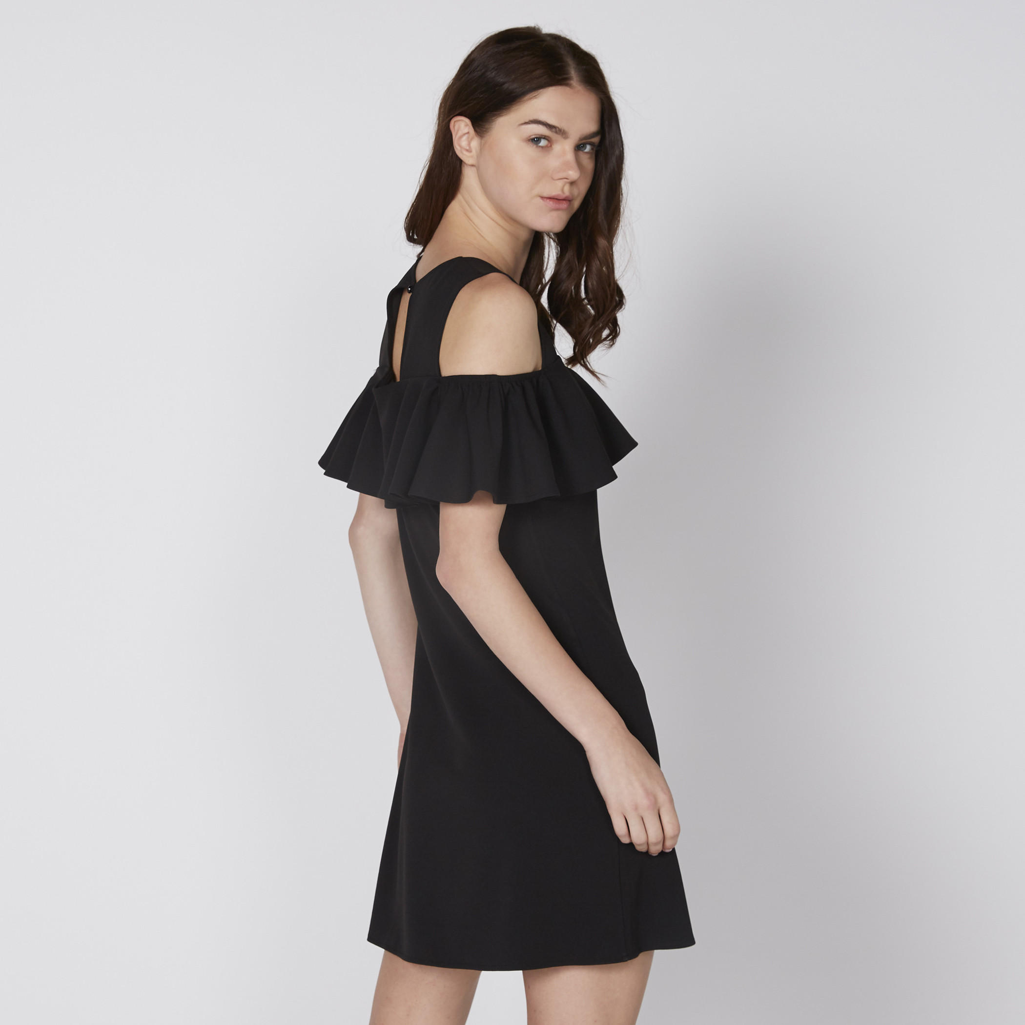 Round Neck Mini Dress with Cold Shoulder-women-clothing-dresses-image-4