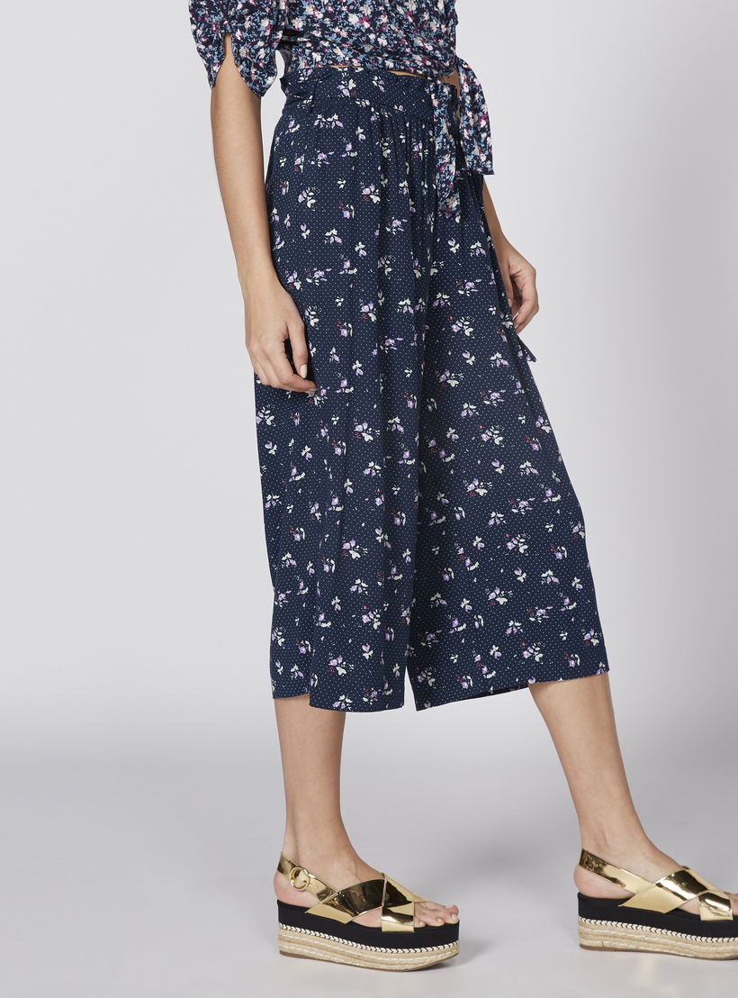 بنطال واسع الساقين بحزام رباط وجيوب وطبعات-women-clothing-bottoms-trousers-image-4