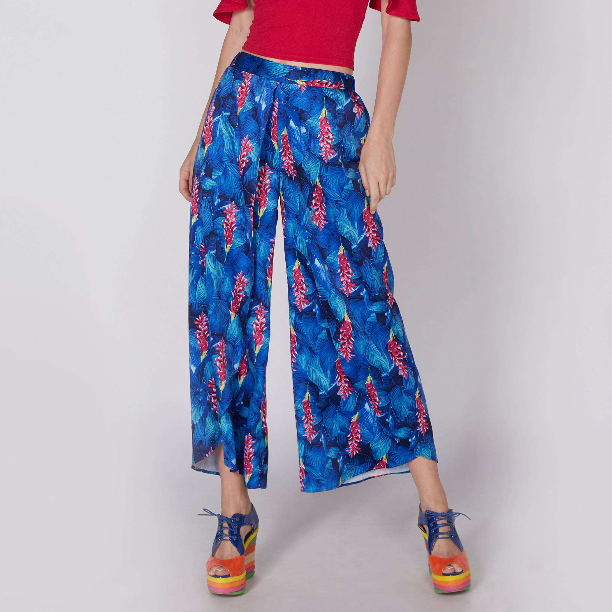بنطال بالازو بخصر مطّاطي وطبعات-women-clothing-bottoms-trousers-image-1