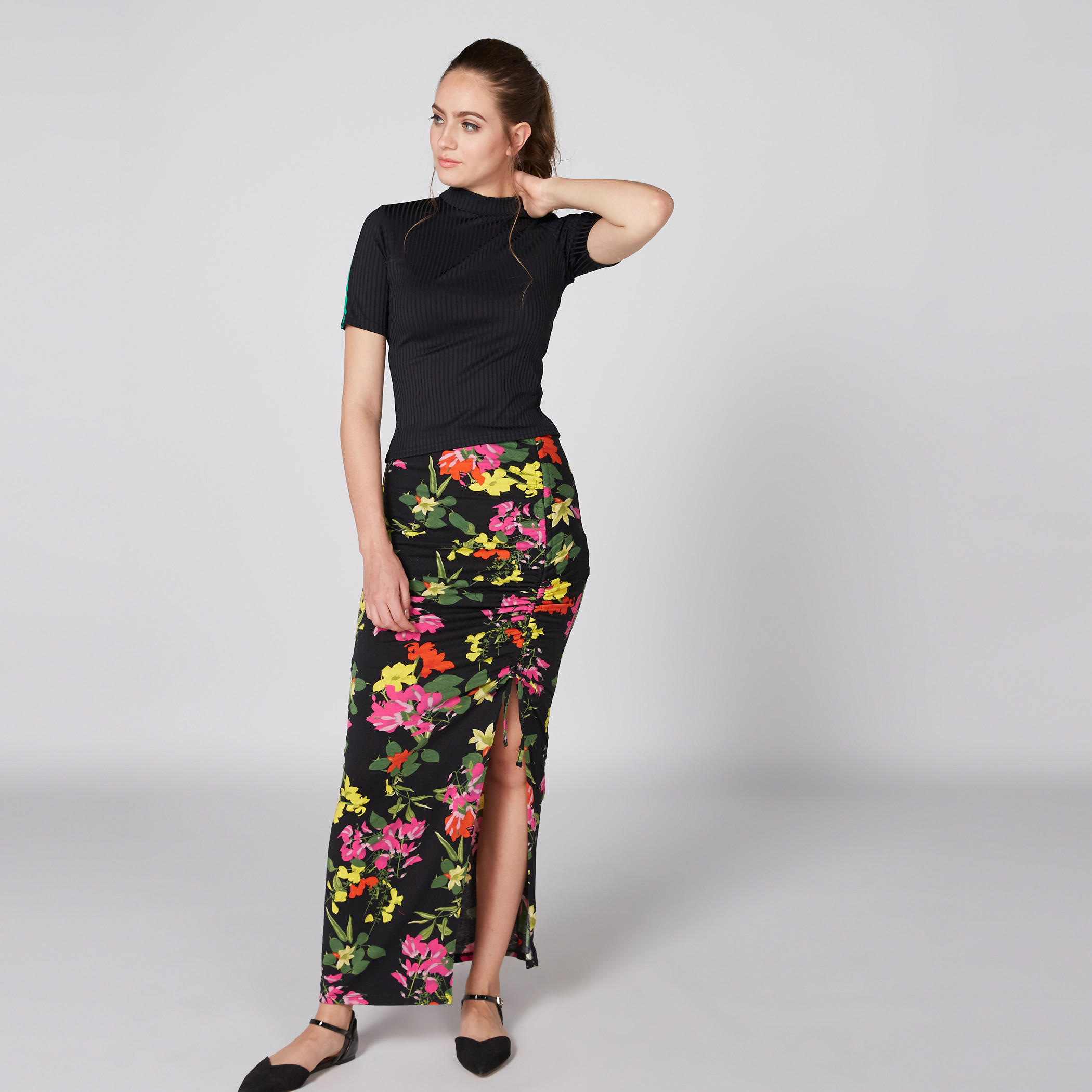تنورة طويلة بفتحة جانبية ودرزات وطبعات-women-clothing-bottoms-skirts-image-1
