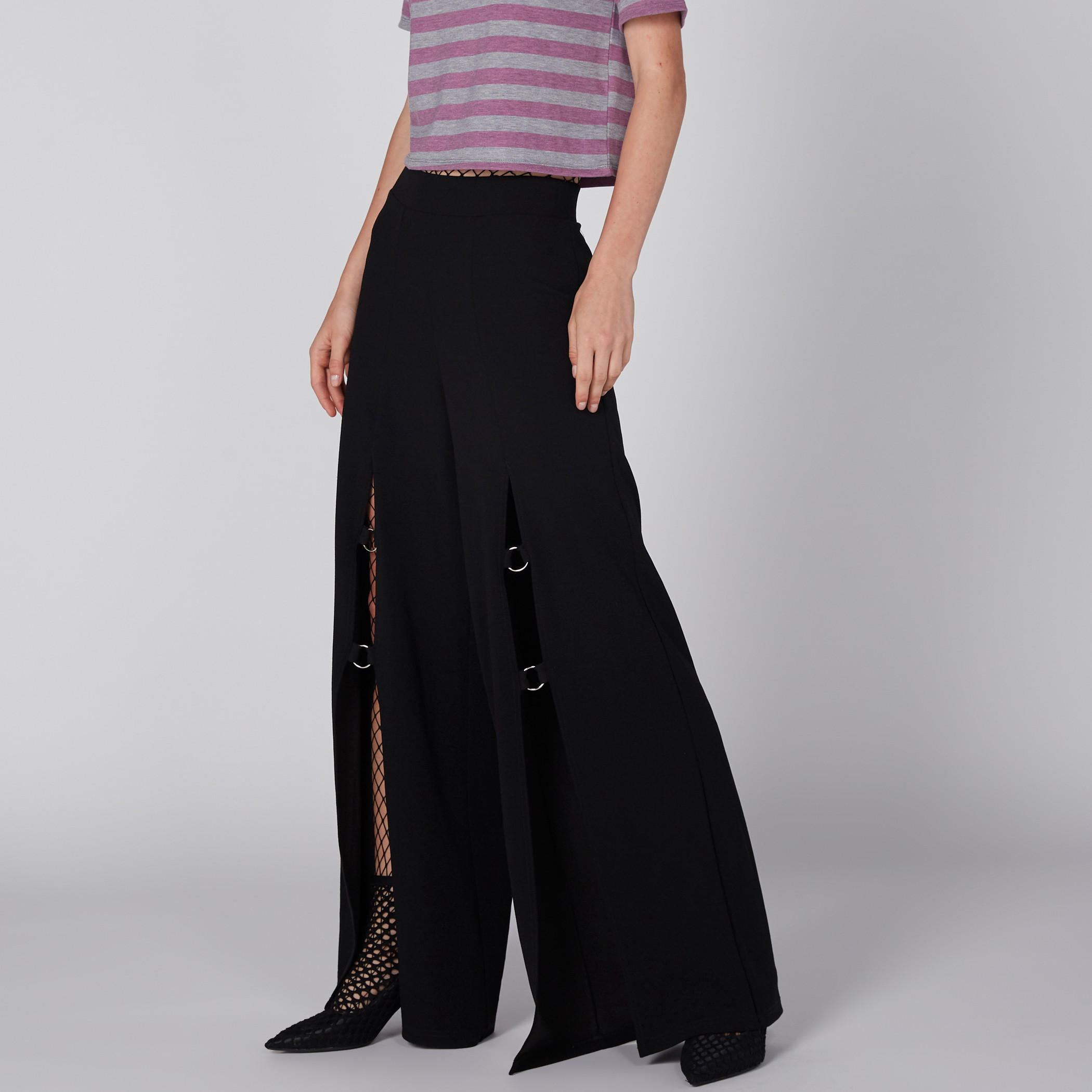بنطال بالازو طويل بفتحة وحلقات-women-clothing-bottoms-trousers-image-1