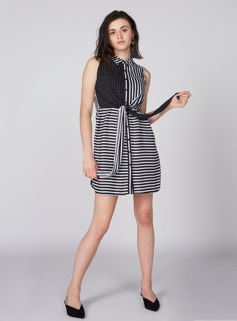 فستان مقلّم دون أكمام برباط-women-clothing-dresses-image-3