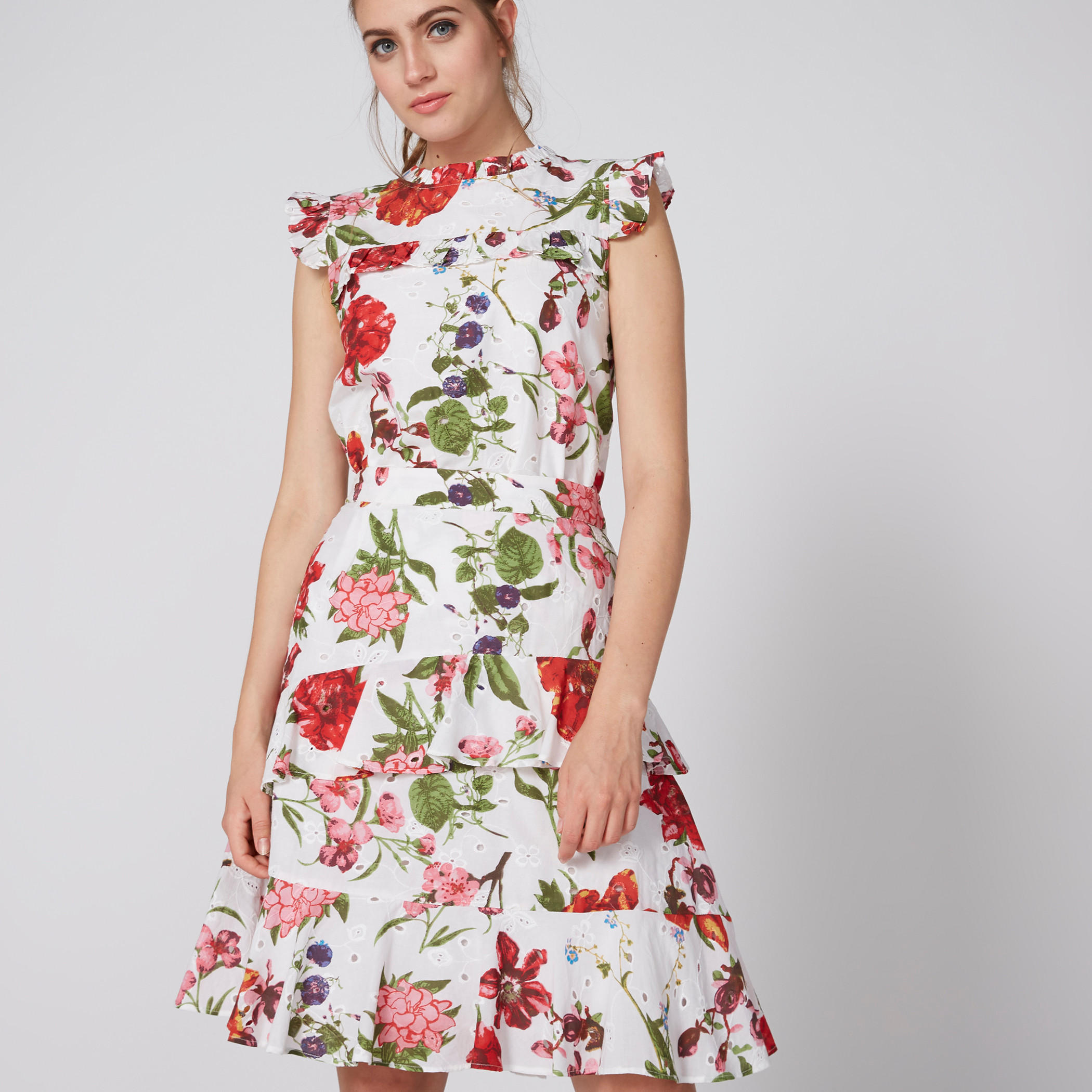 تنورة ميدي آيه لاين بطبعات زهرية وخصر مطاطي-women-clothing-bottoms-skirts-image-1