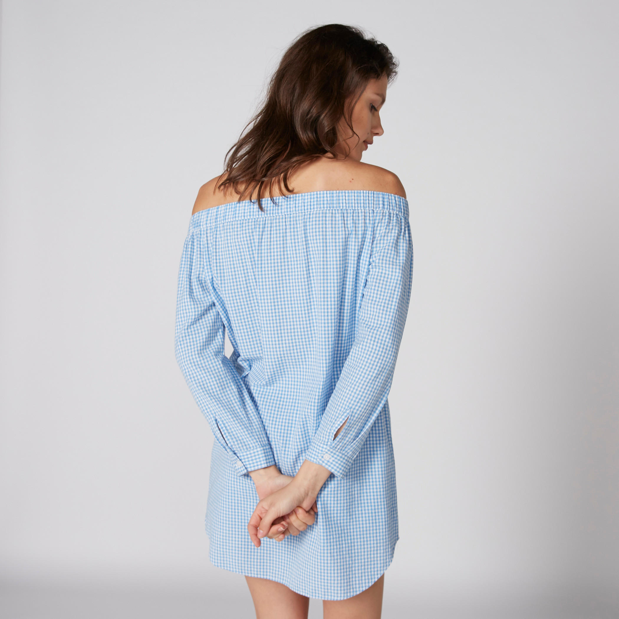 فستان كاروهات بأكتاف مكشوفة وتطريز-women-clothing-dresses-image-2