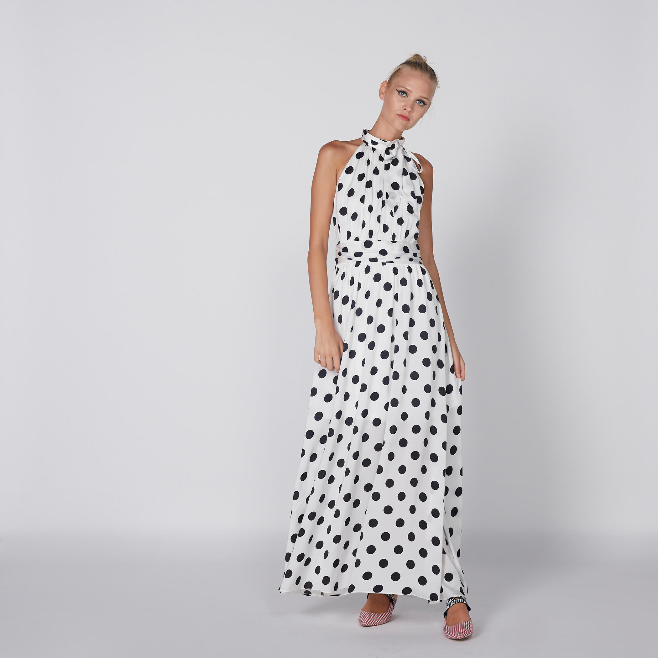 فستان ماكسي بطبعات منقطة وأربطة-women-clothing-dresses-image-1