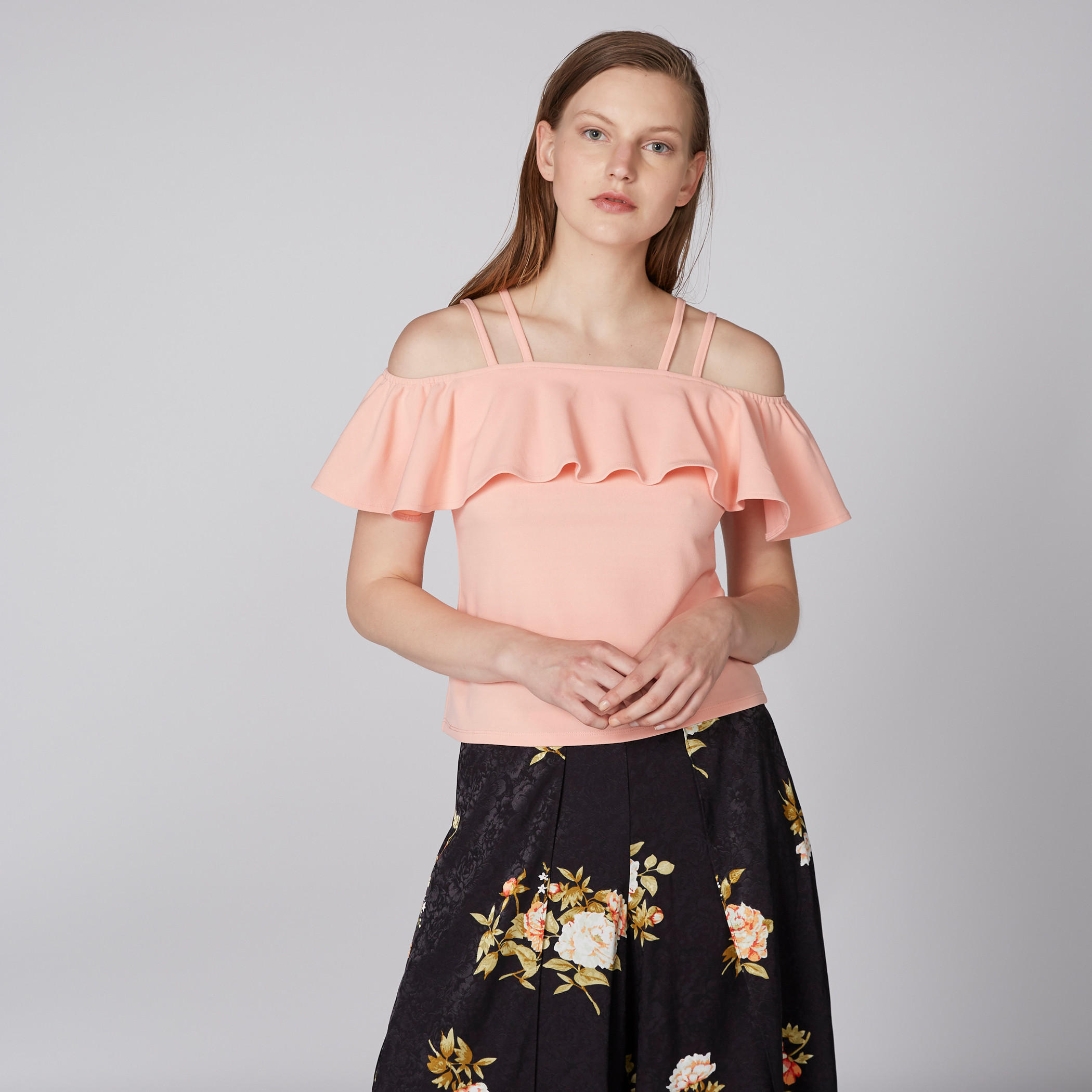 Cold Shoulder Top with Ruffle Detail-women-clothing-shirtsandblouses-blouses-image-1