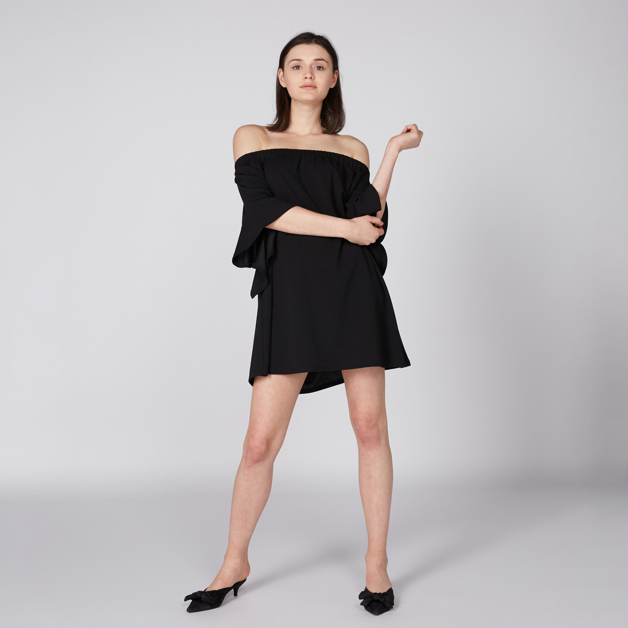 فستان مكشوف الأكتاف بأكمام طبقات-women-clothing-dresses-image-1