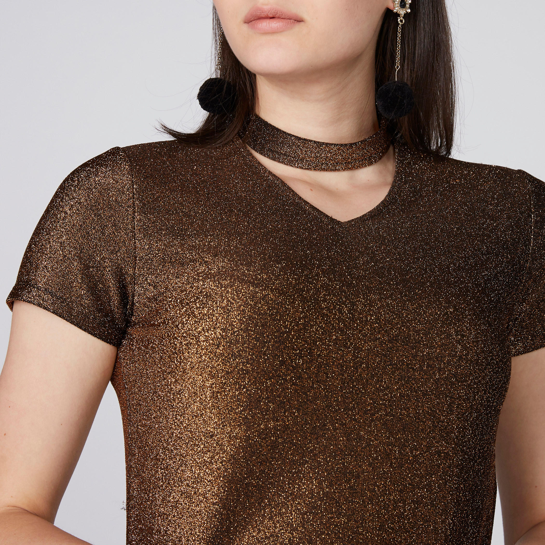 بلوزة قصيرة بارزة الملمس بياقة طوق-women-clothing-shirtsandblouses-blouses-image-2