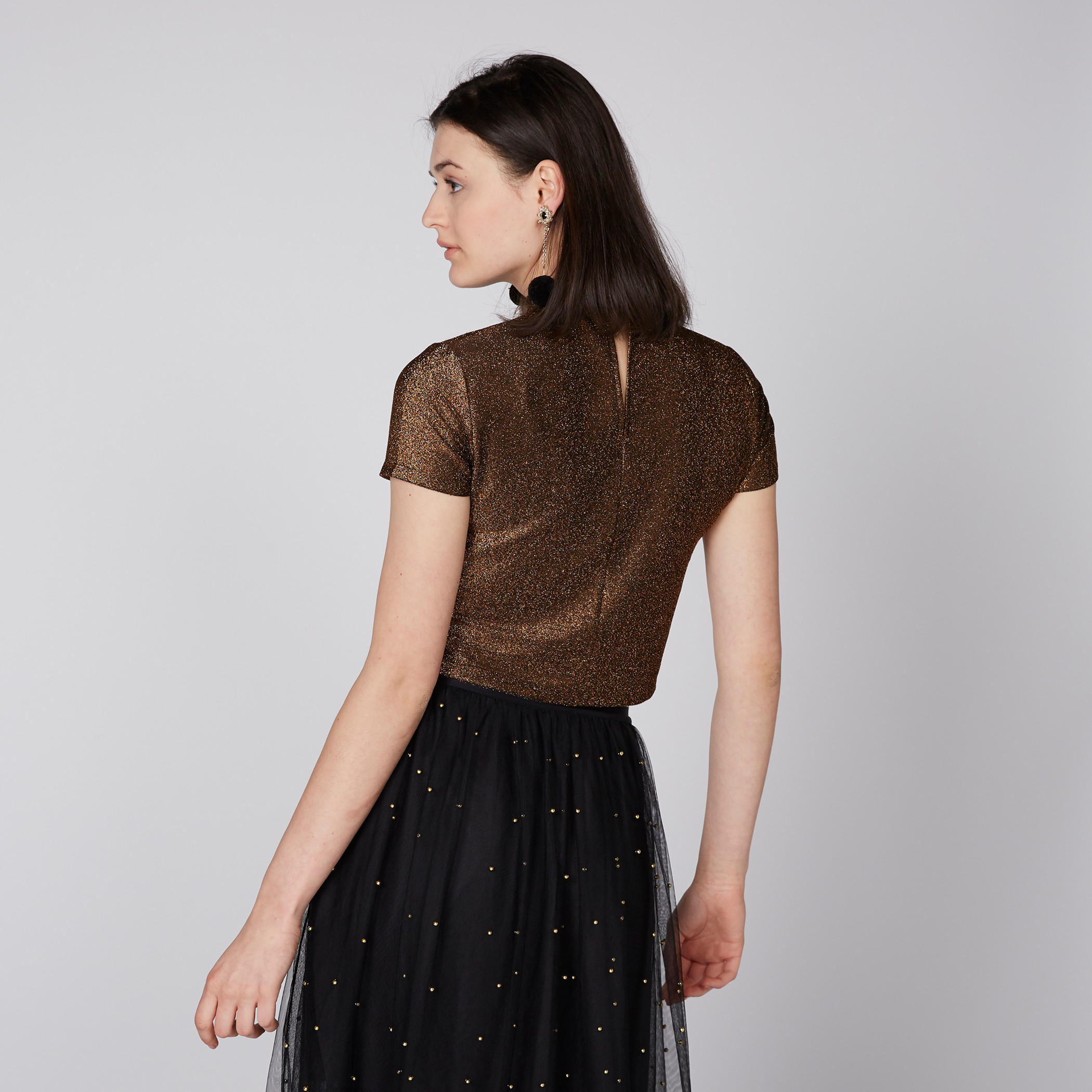 بلوزة قصيرة بارزة الملمس بياقة طوق-women-clothing-shirtsandblouses-blouses-image-4