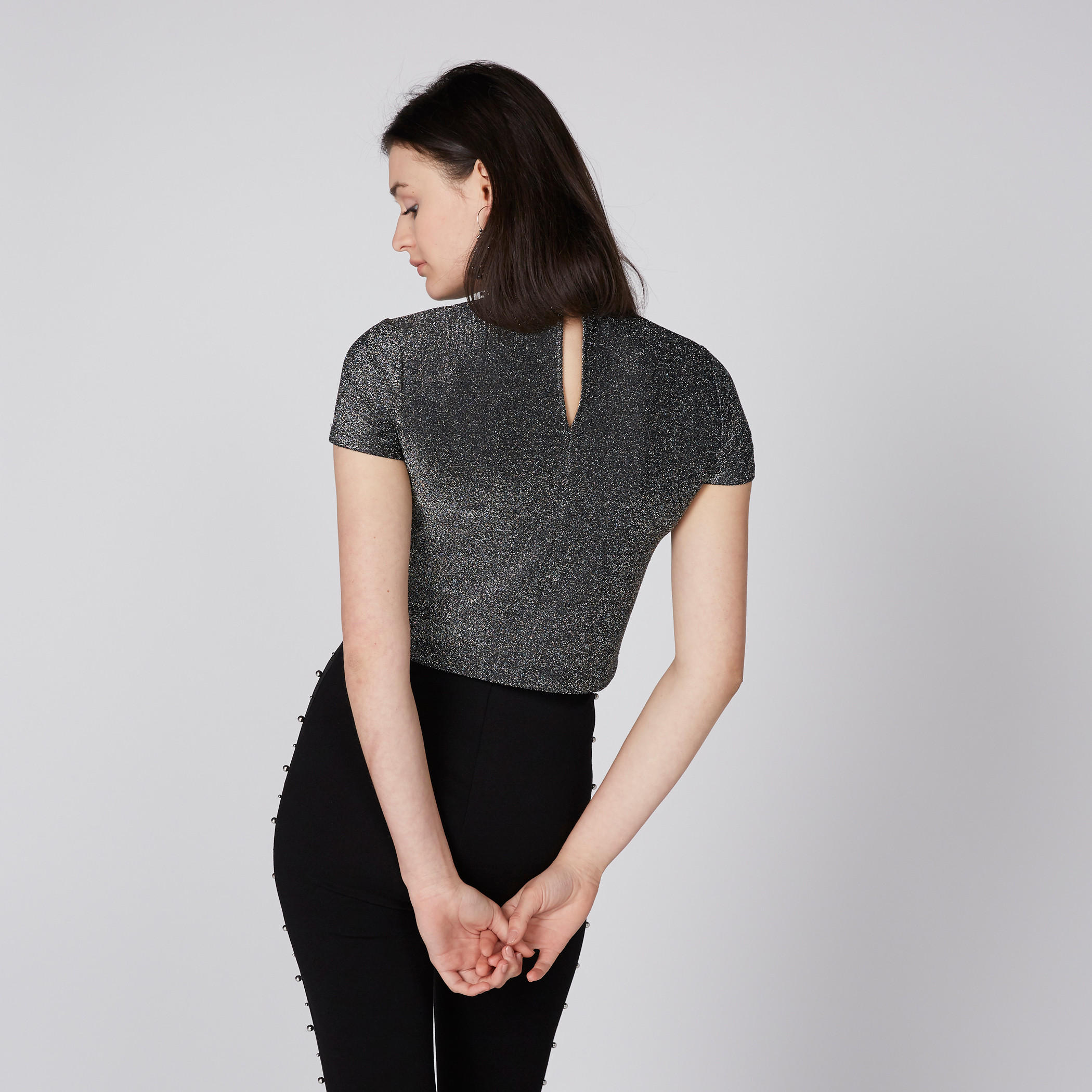 بلوزة قصيرة بياقة طوق وأكمام قصيرة-women-clothing-shirtsandblouses-blouses-image-4