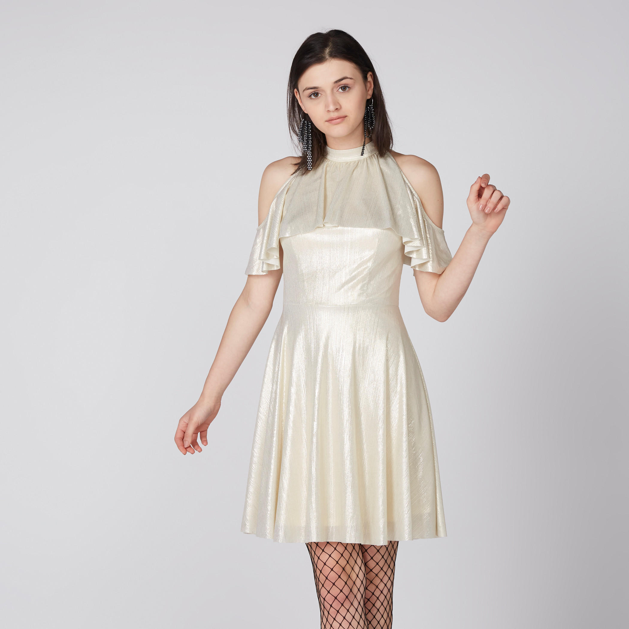 فستان متوسط الطول بأكتاف مكشوفة وياقة عالية-women-clothing-dresses-image-2