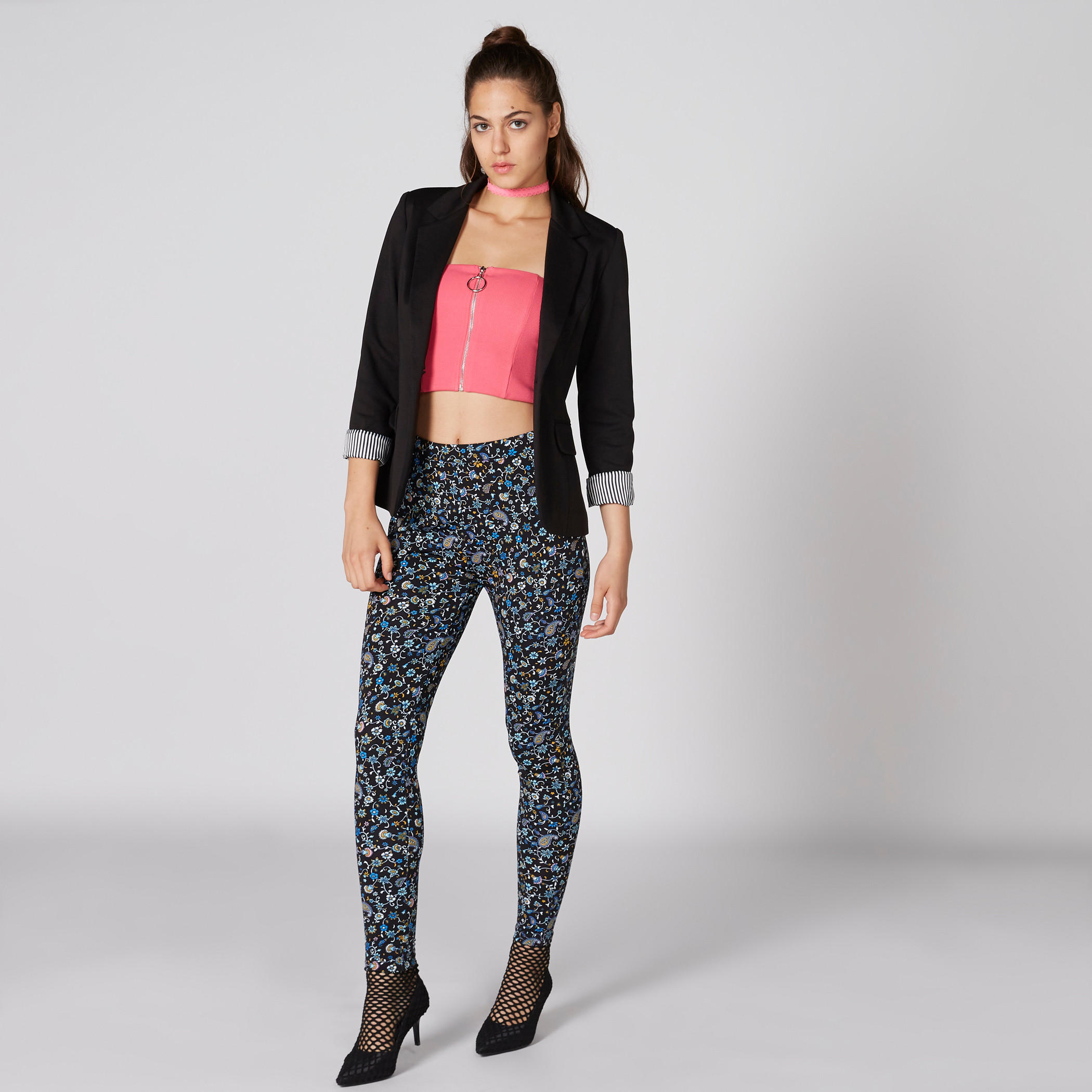 بلوزة قصيرة مضلعة بسحاب إغلاق-women-clothing-shirtsandblouses-blouses-image-1
