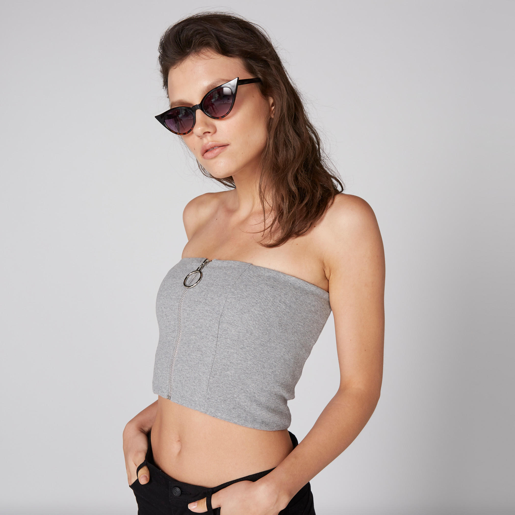 Ribbed Crop Top with Zip Closure-women-clothing-shirtsandblouses-blouses-image-1