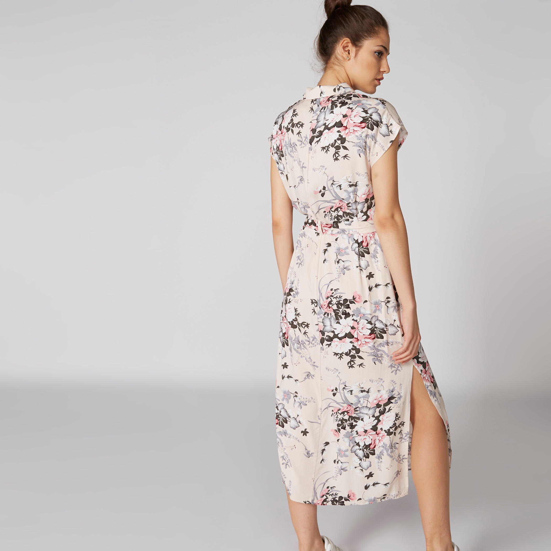 Floral Printed Midi Dress with Slit Detail and Tie Ups-women-clothing-dresses-image-2