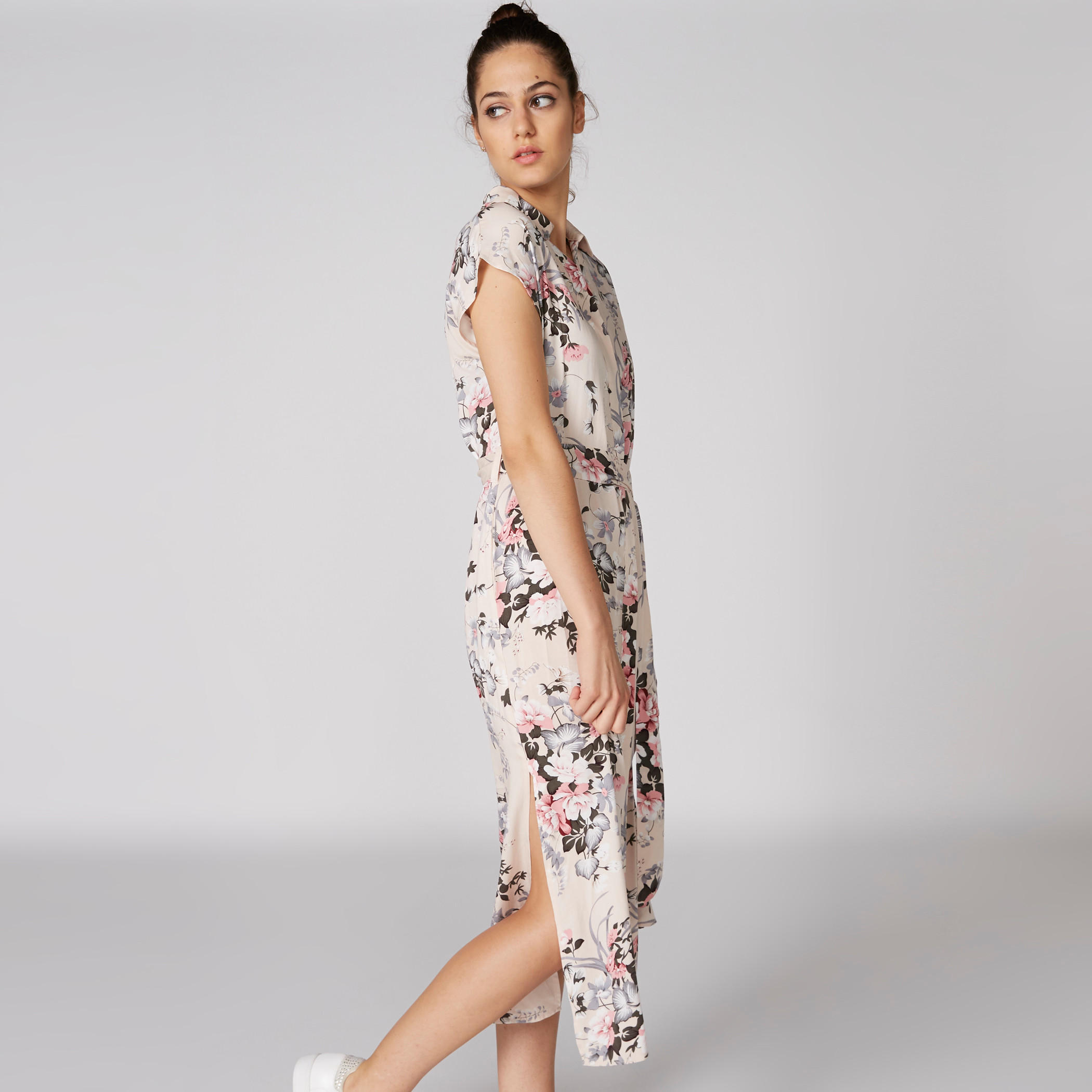 Floral Printed Midi Dress with Slit Detail and Tie Ups-women-clothing-dresses-image-3