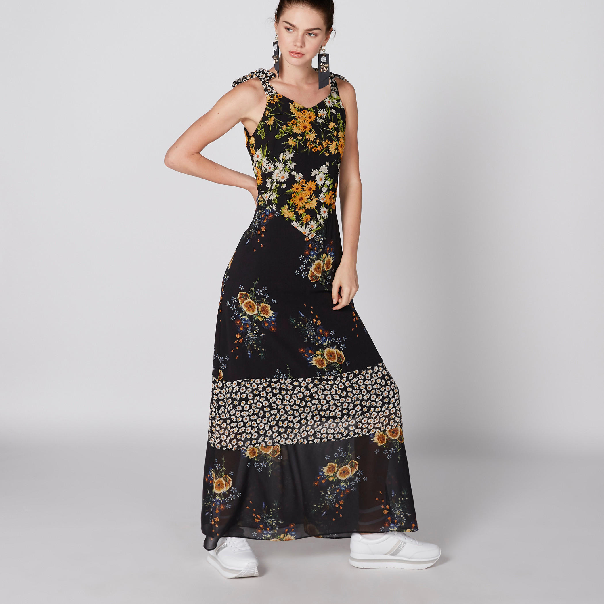 فستان طويل دون أكمام برباط وطبعات أزهار-women-clothing-dresses-image-1