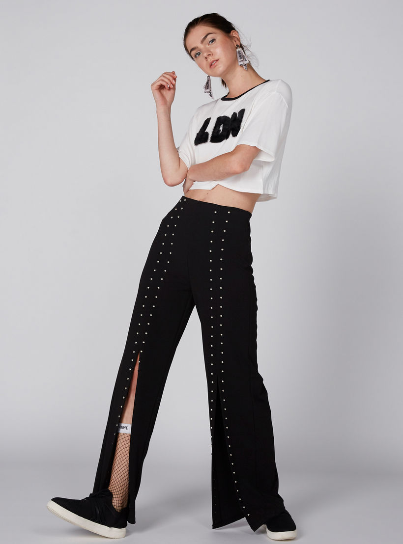 Studded Full Length Palazzo Pants with Elasticised Waistband-women-clothing-bottoms-trousers-image-1