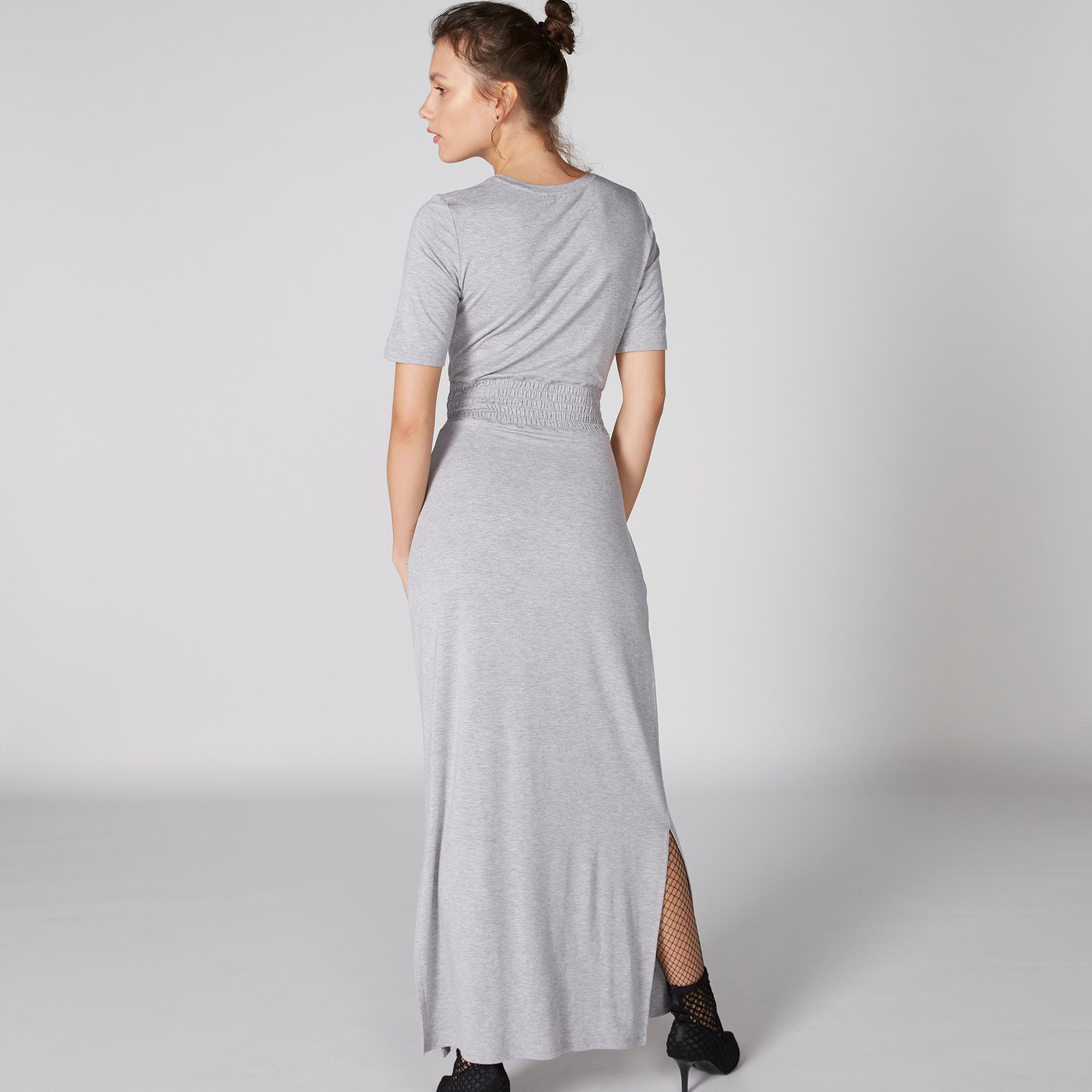 فستان ماكسي بياقة مستديرة وفتحة جانبية-women-clothing-dresses-image-2